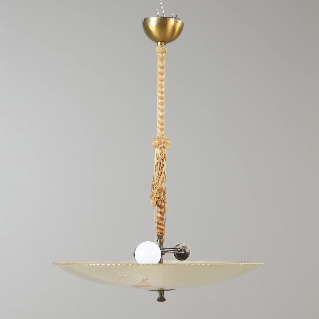 TAKLAMPA, mässing och glas, Swedish modern, 1930/40-tal.