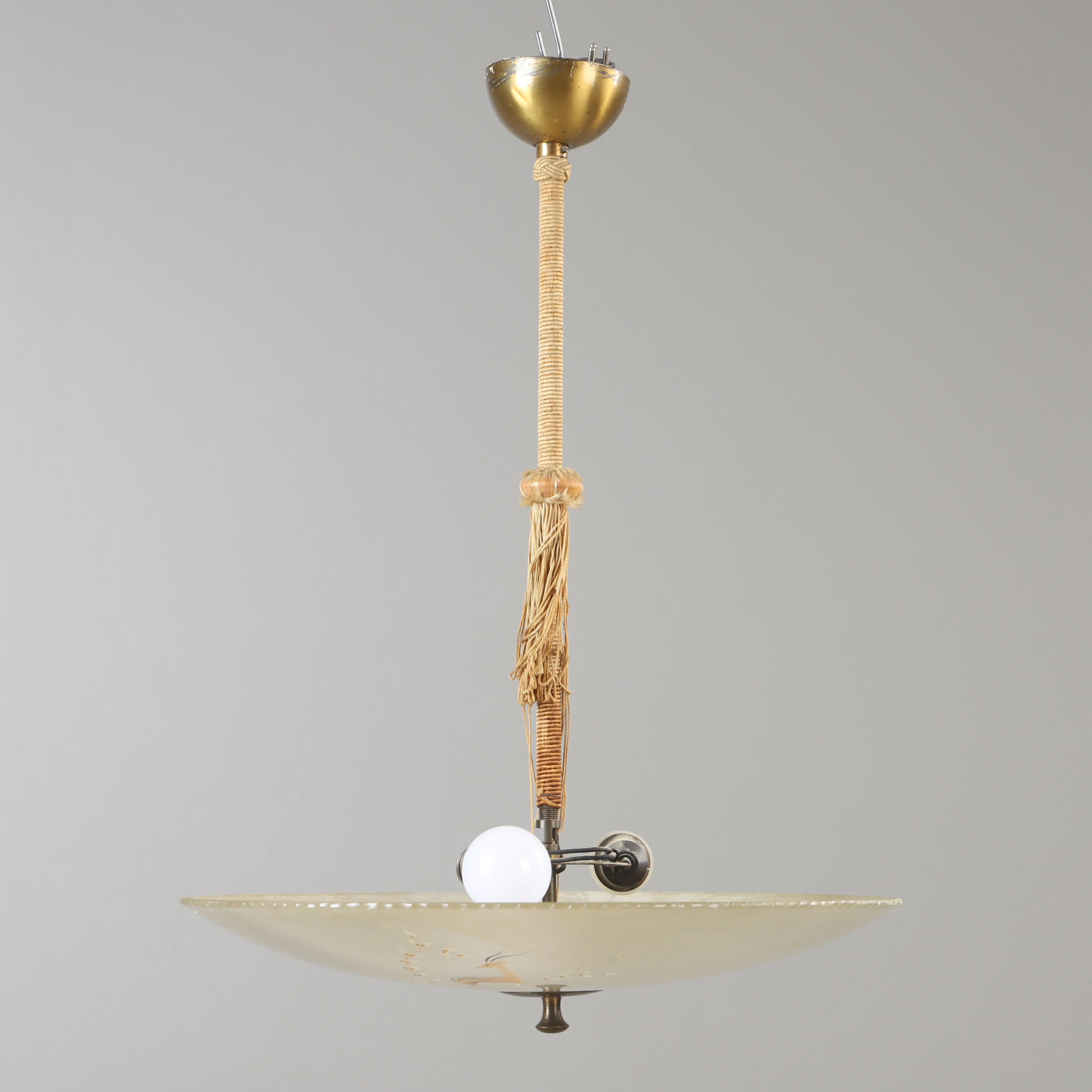 TAKLAMPA, mässing och glas, Swedish modern, 1930/40-tal.