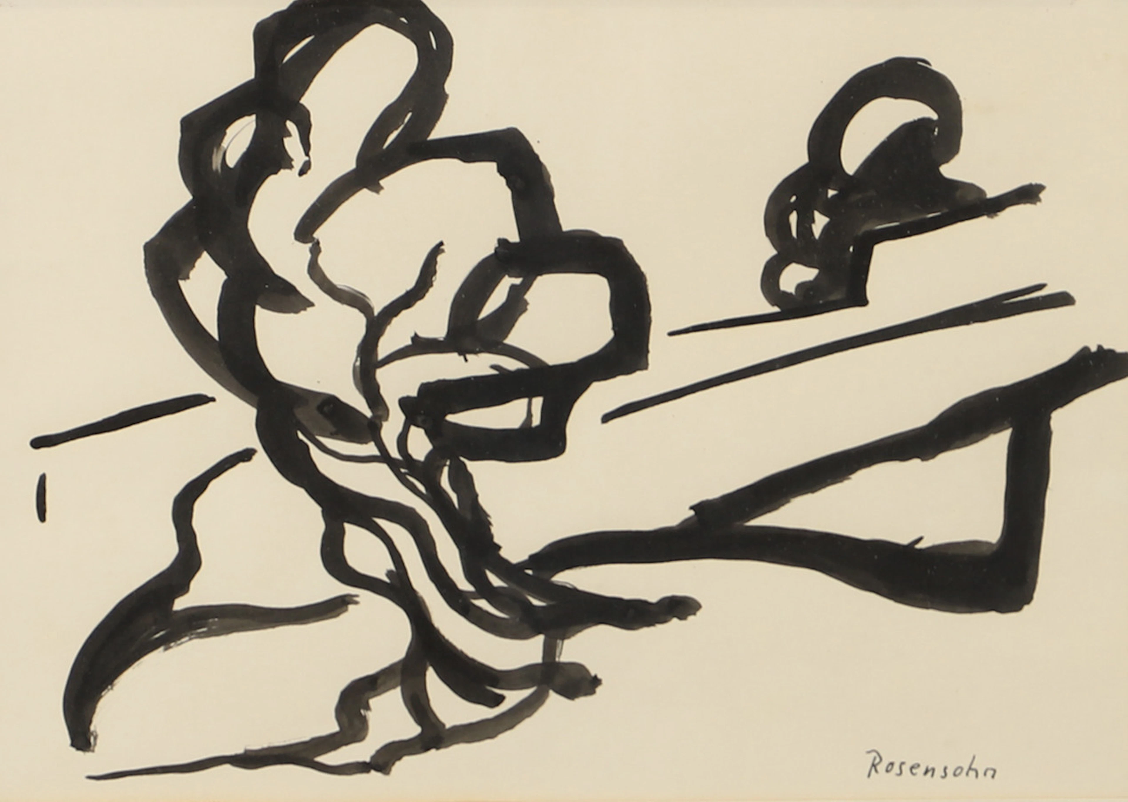 LENNART ROSENSOHN. Komposition, tuschteckning, signerad Rosensohn.