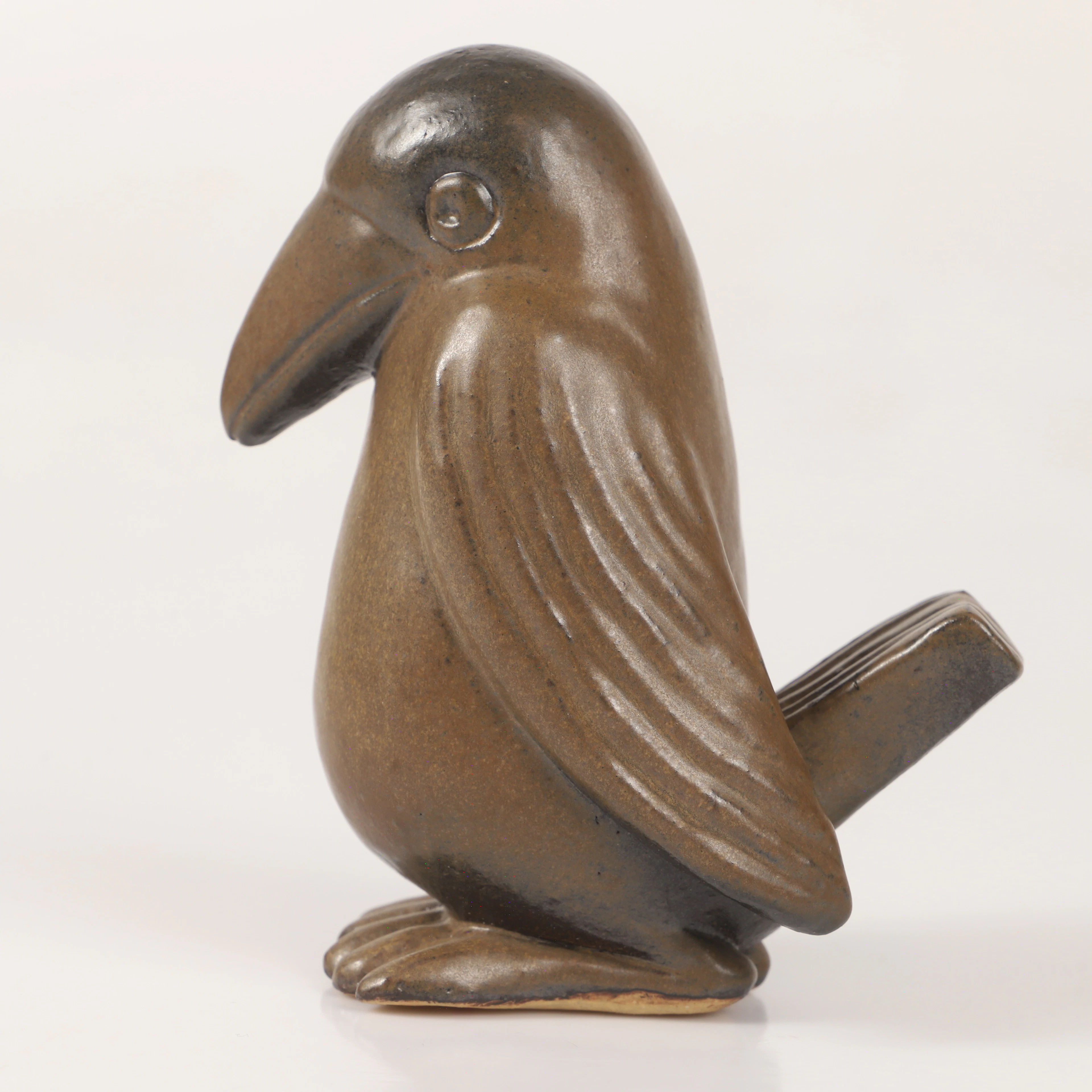ÅKE HOLM. Skulptur, fågel, glaserat stengods, signerad.
