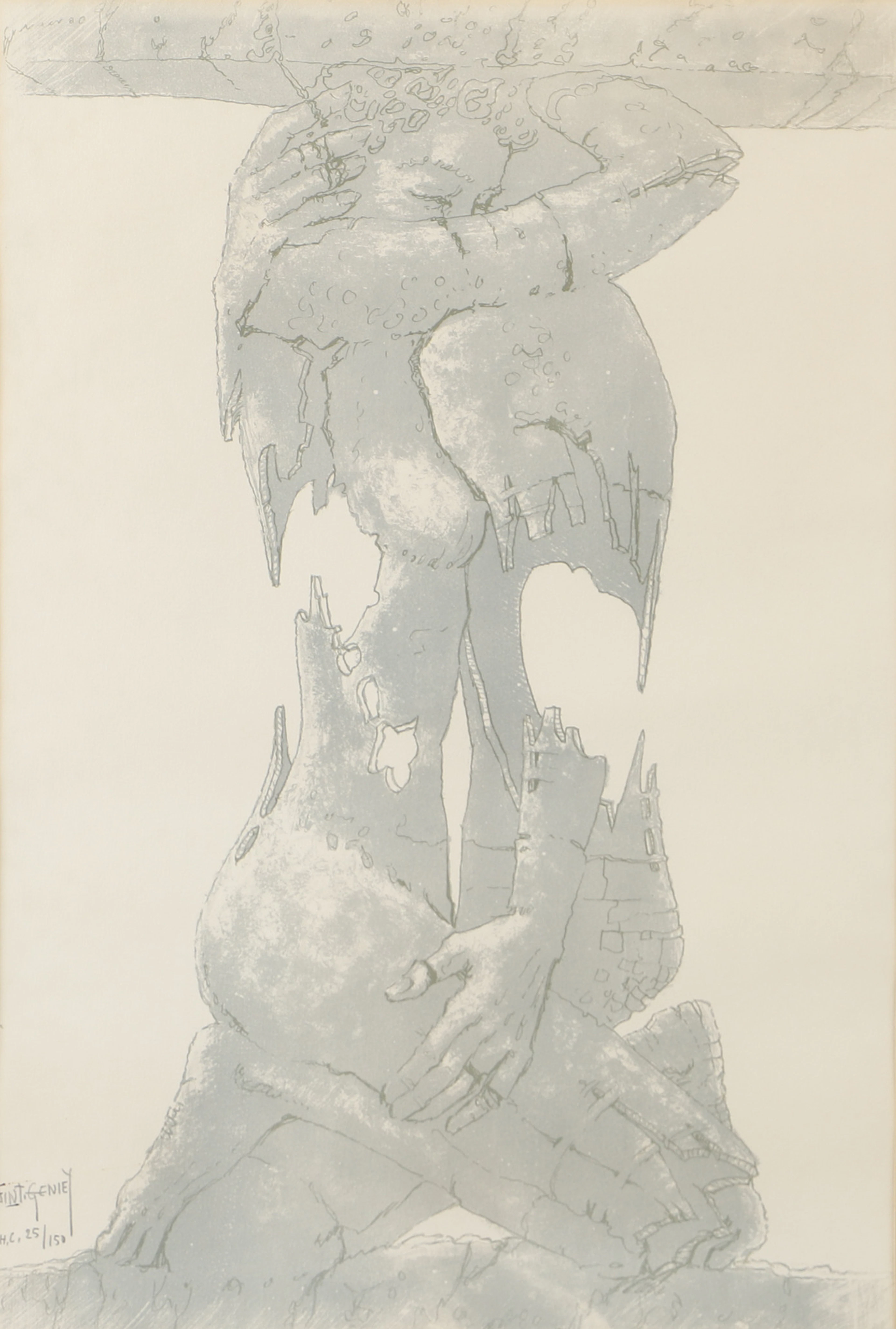 FRANCIS DE LASSUS SAINT-GENIES. Figurkomposition, litografi, signerad.