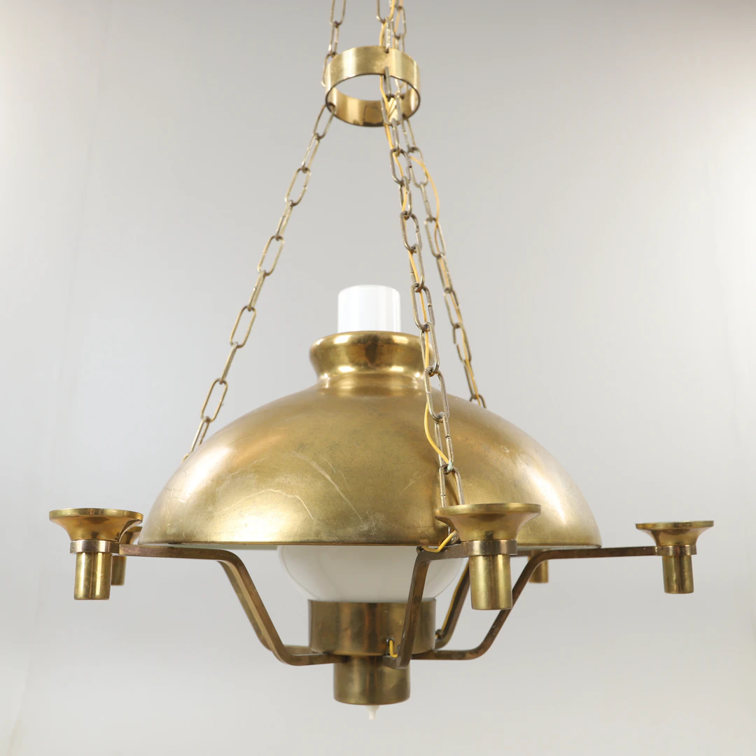 TAKLAMPA, mässing och glas, Norlett Elite, 1900-talets andra hälft.