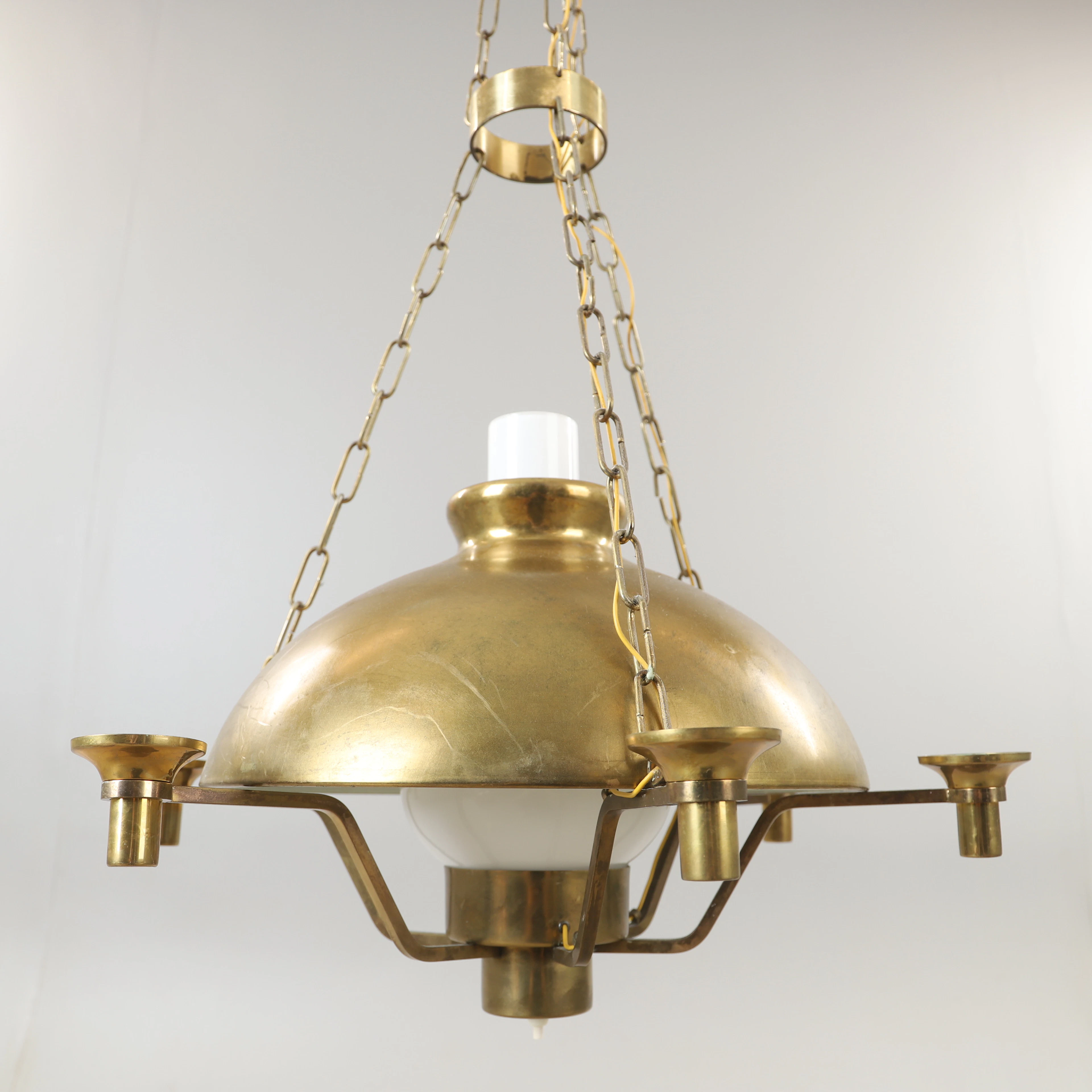 TAKLAMPA, mässing och glas, Norlett Elite, 1900-talets andra hälft.