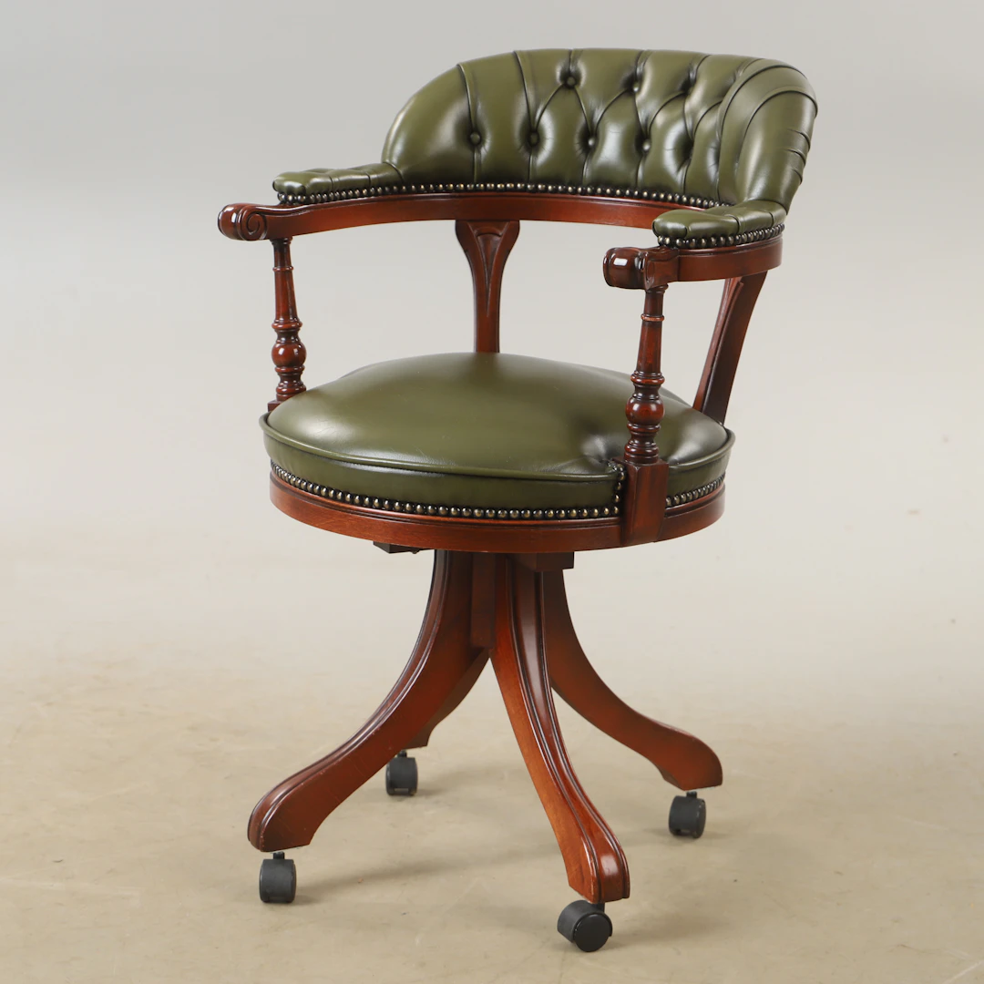 KONTORSSTOL, mahogny och skinn, engelsks stil.