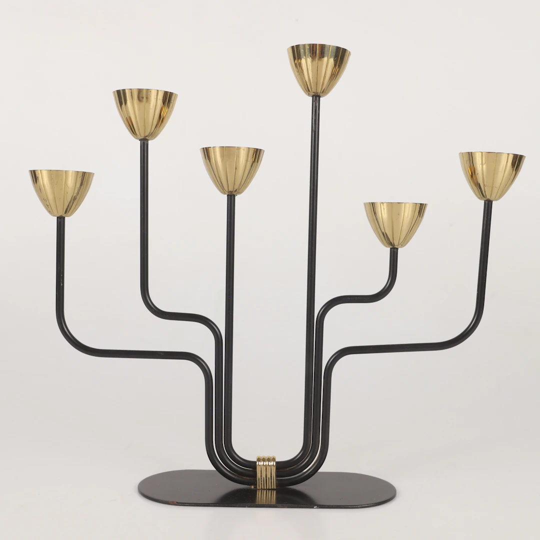 GUNNAR ANDER. Kandelaber, Ystad-Metall, 1950-tal, svartlackerad metall