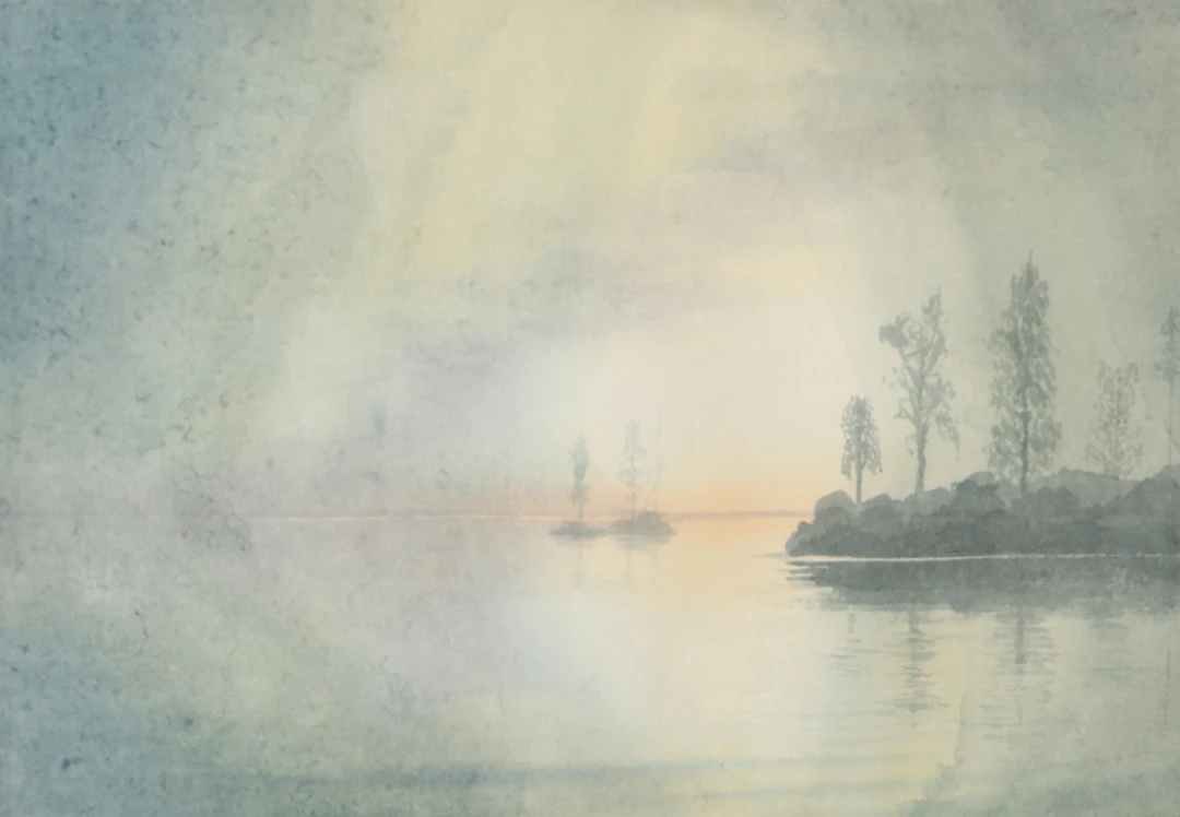HÅHAN LINDSKOG. Sjölandskap, grafiskt blad, signerad H. Lindskog -81.