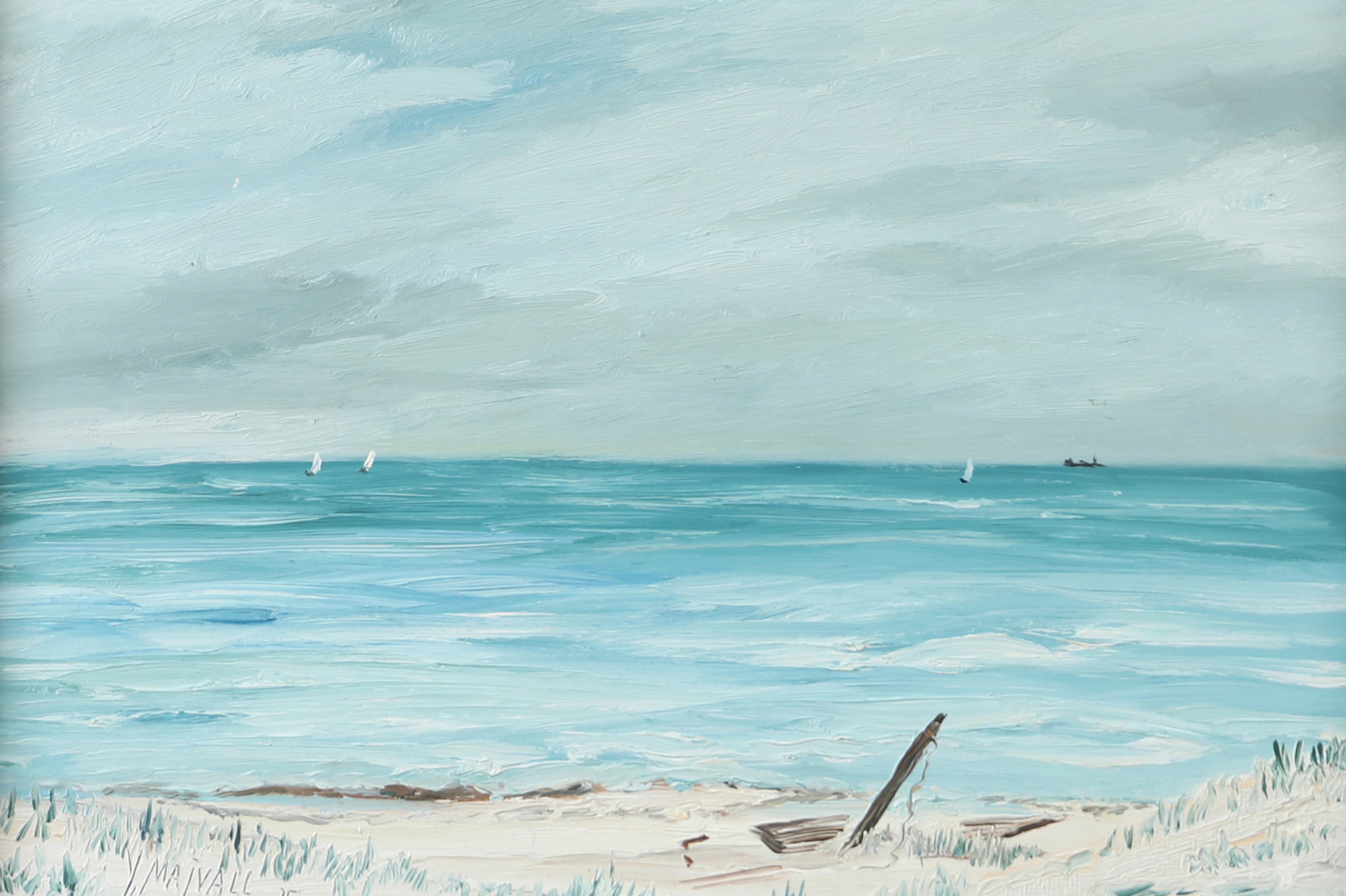 YNGVE MAJVALL. "Falsterbostranden", olja på pannå, signerad Y. Majvall.