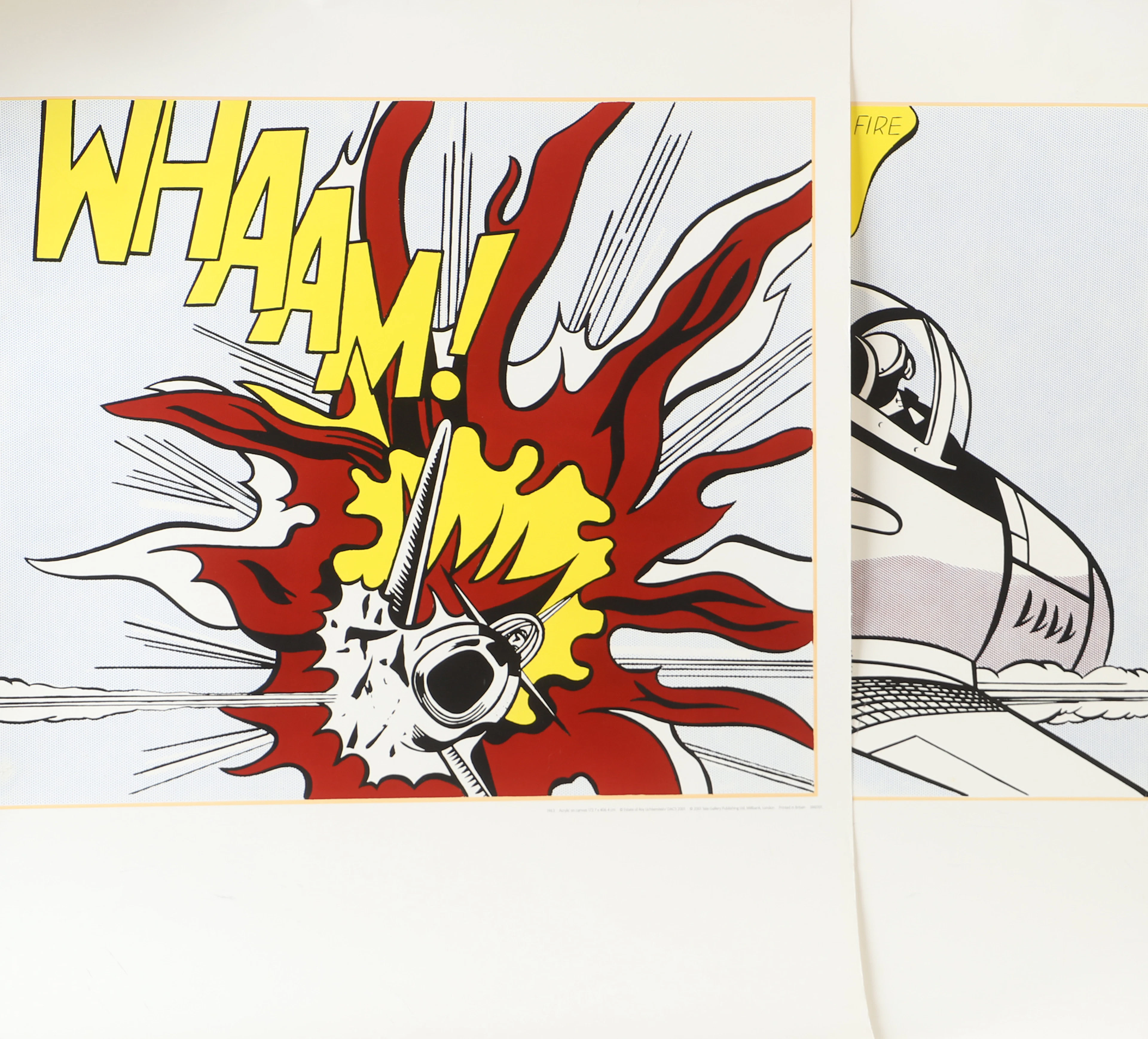 ROY LICHTENSTEIN. EFTER. Whaam, 2 stycken affischer, England.