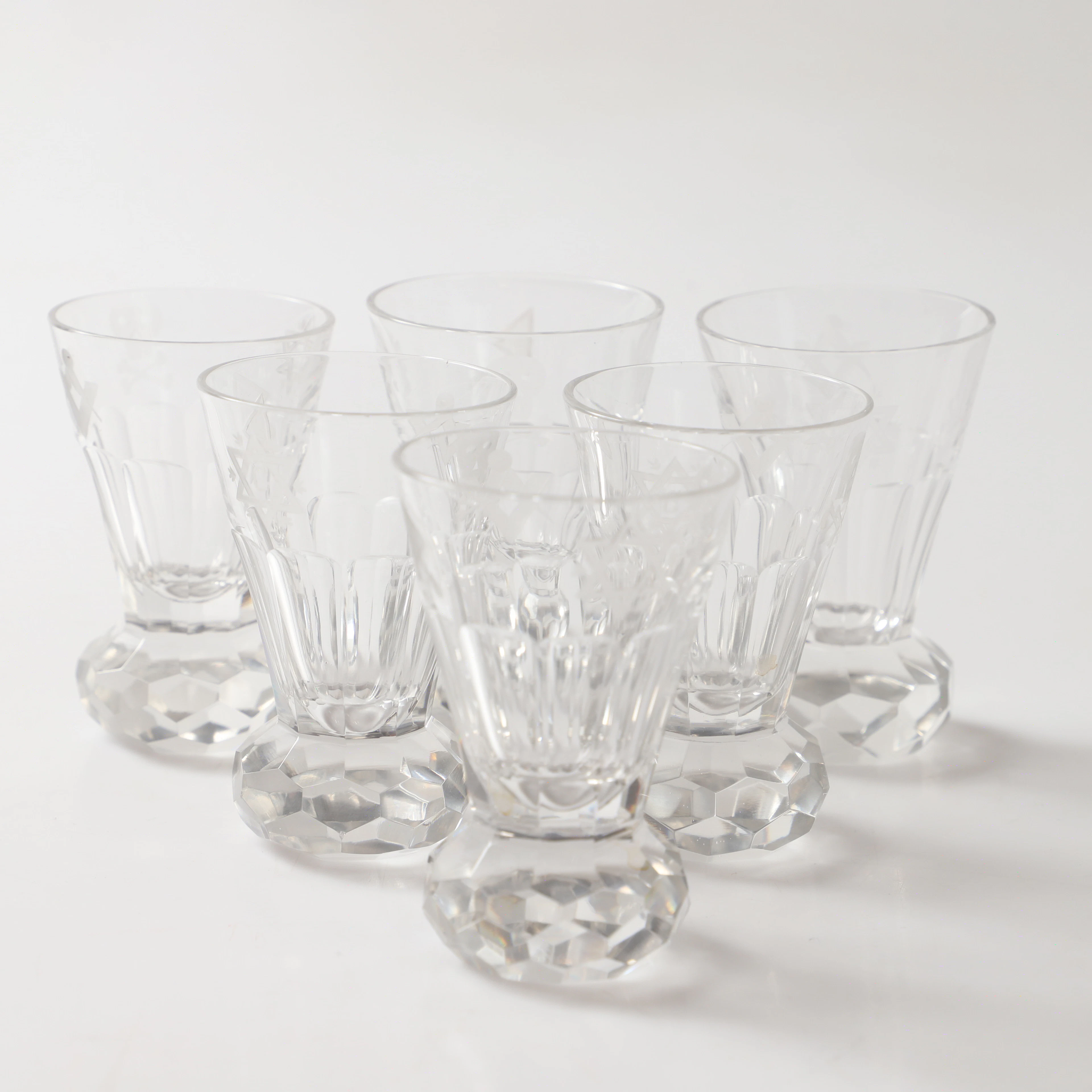 FRIMURARGLAS, 6 stycken, graverad dekor, 1800/1900-tal.
