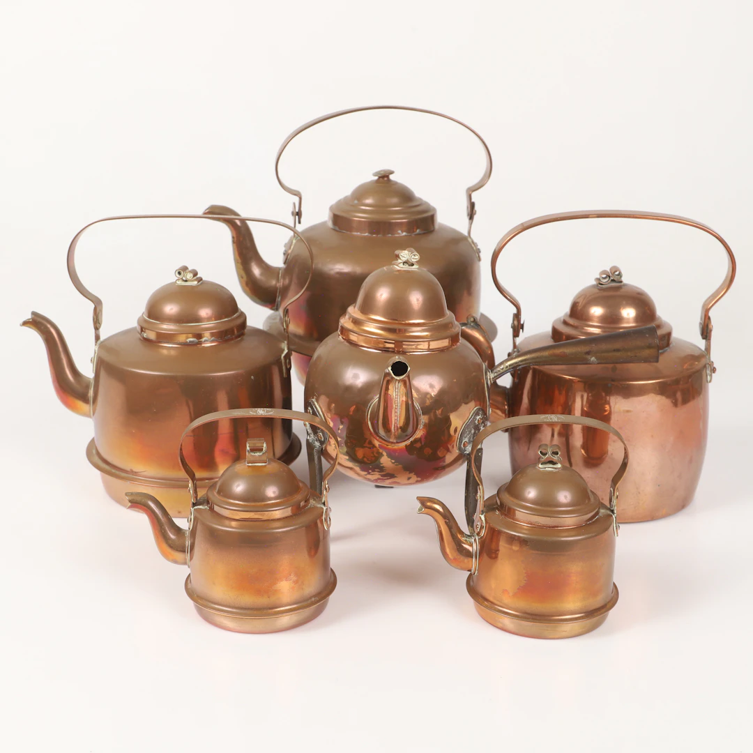 KAFFEKITTLAR, 6 stycken, koppar, 1900-tal.
