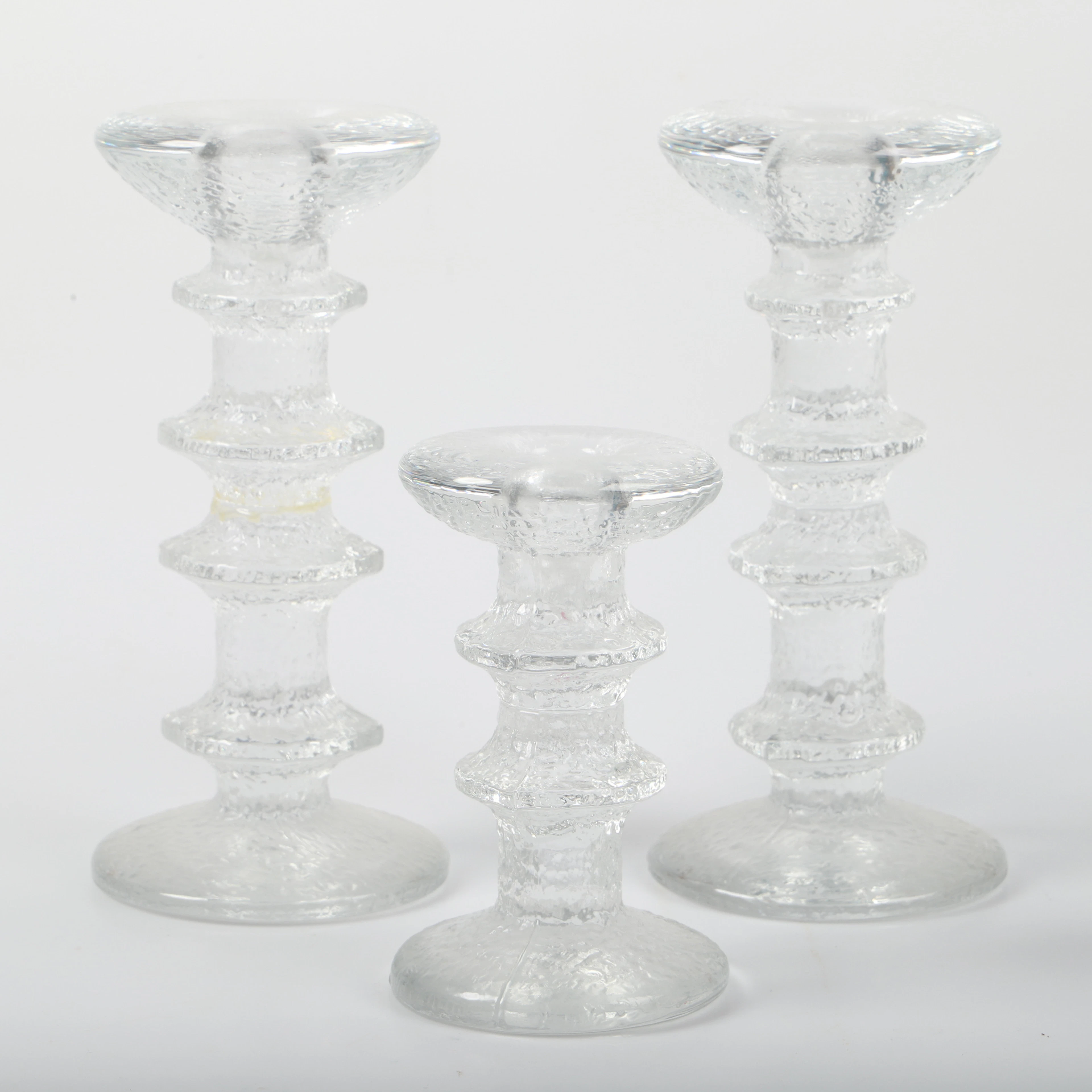 TIMO SARPANEVA. Ljusstakar, 3 stycken, "Festivo", glas, Iittala, Finland.