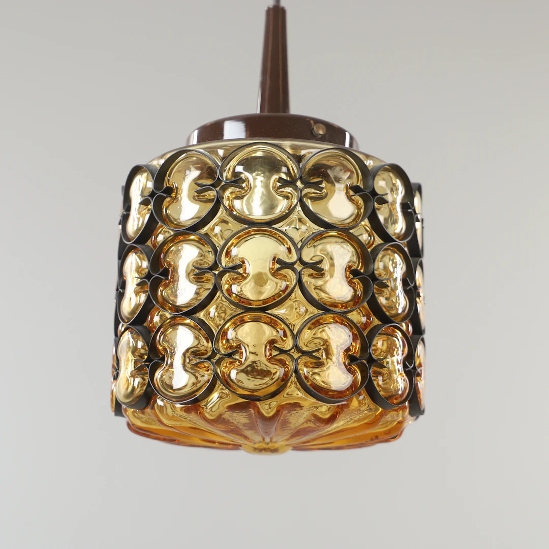 TAKLAMPA, glas och metall, 1960/70-tal.