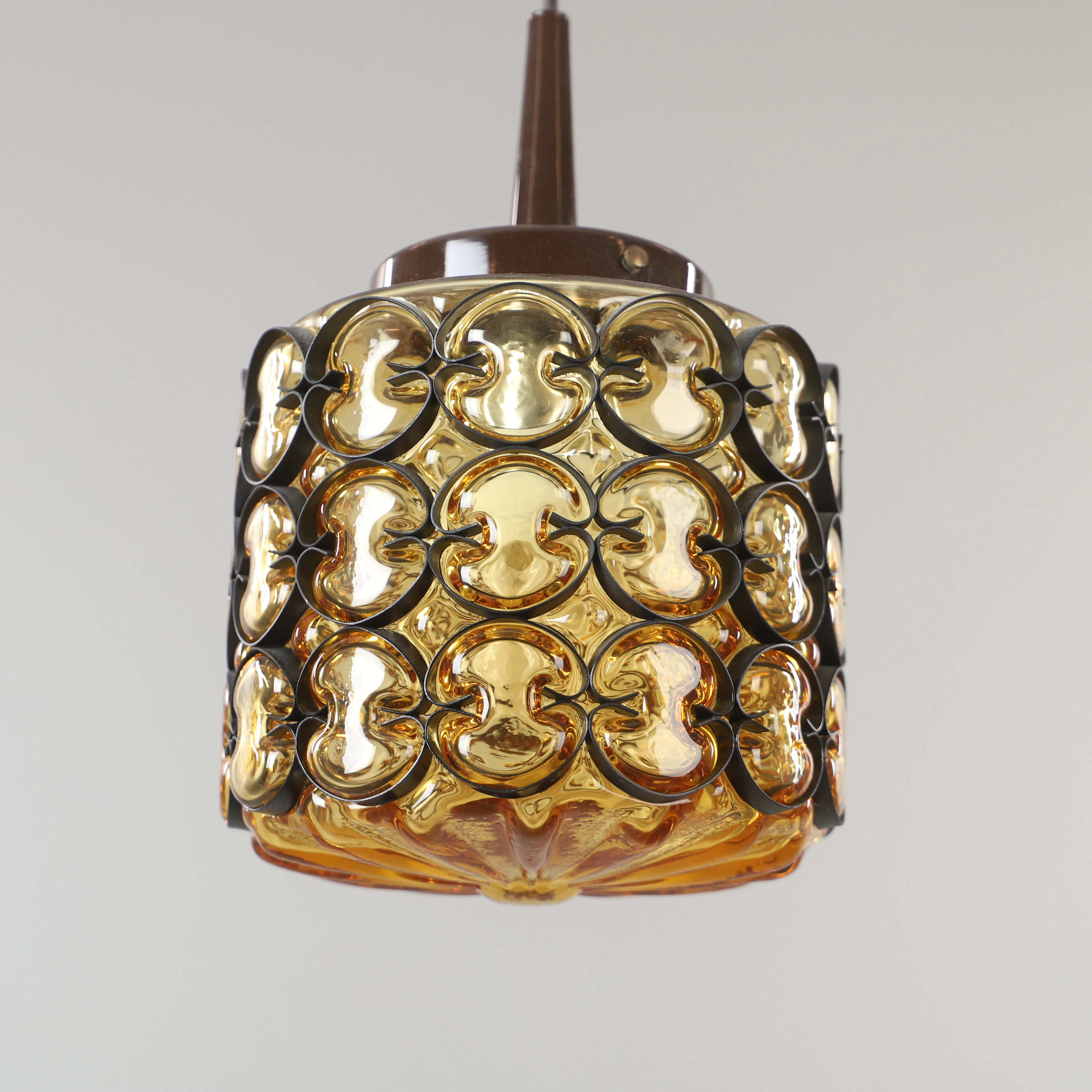 TAKLAMPA, glas och metall, 1960/70-tal.