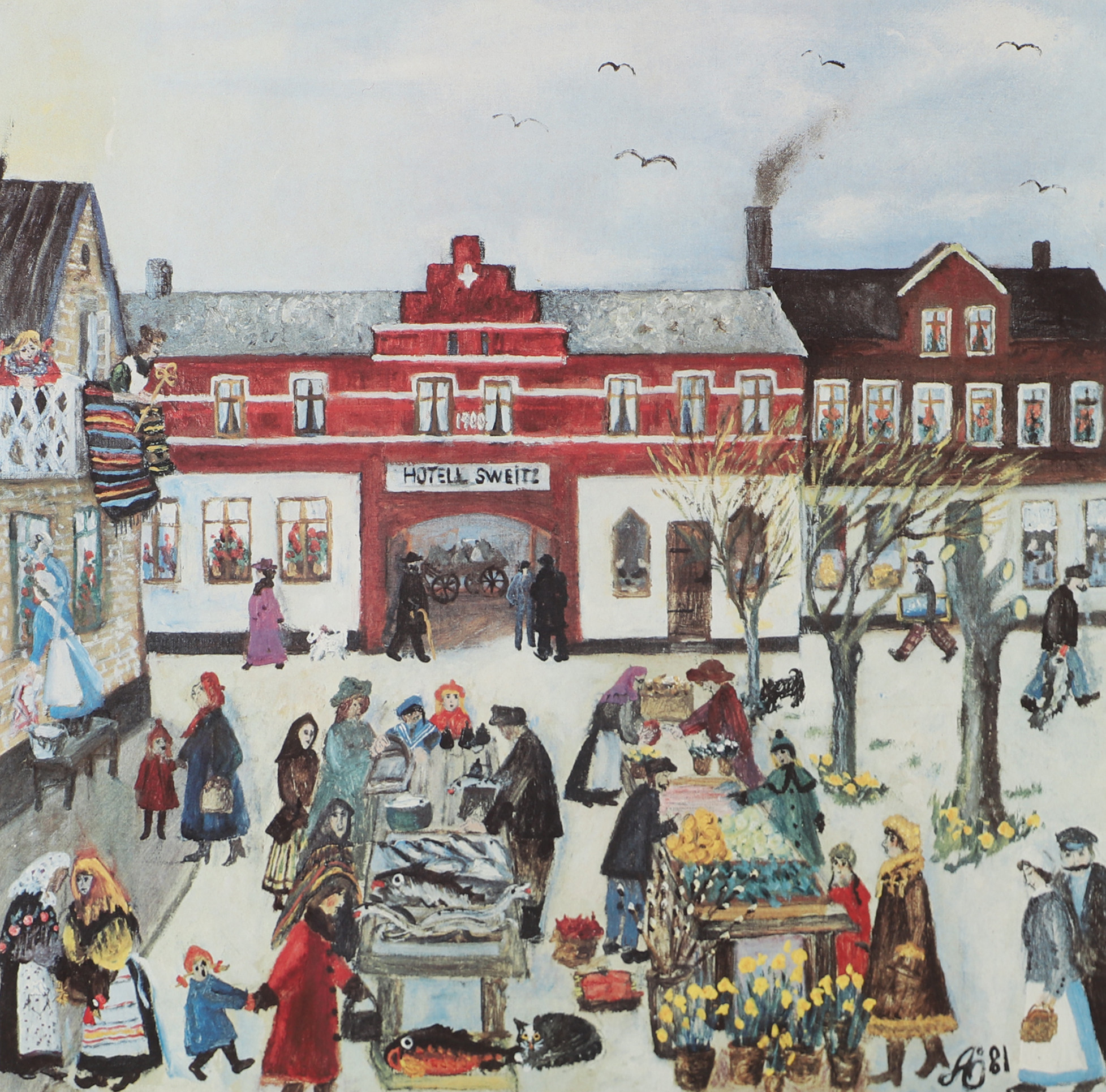 ALMA ÖHRSTRÖM. EFTER. Torgmotiv Höganäs, signerat tryck.