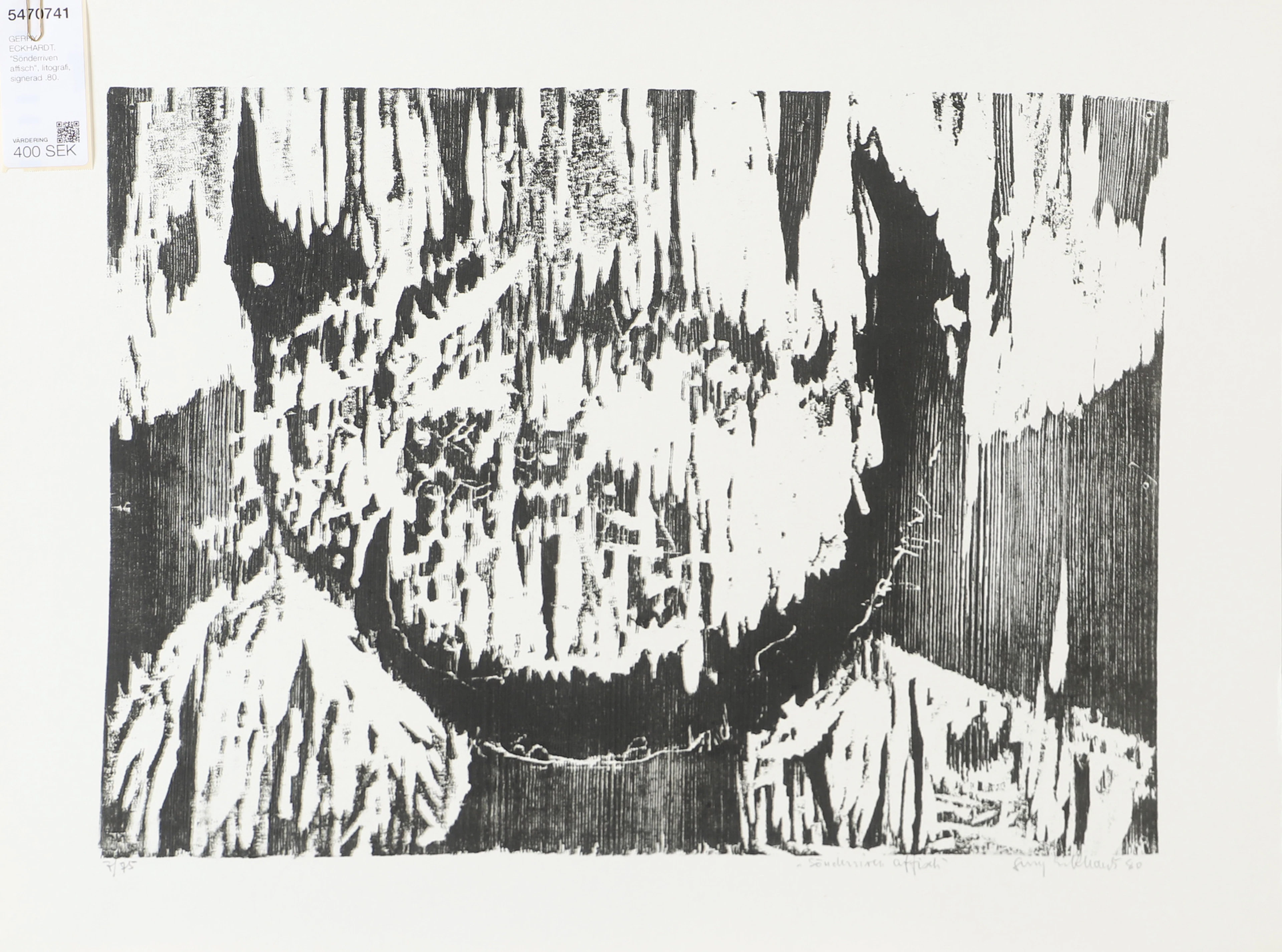 GERRY ECKHARDT. "Sönderriven affisch", litografi, signerad .80.