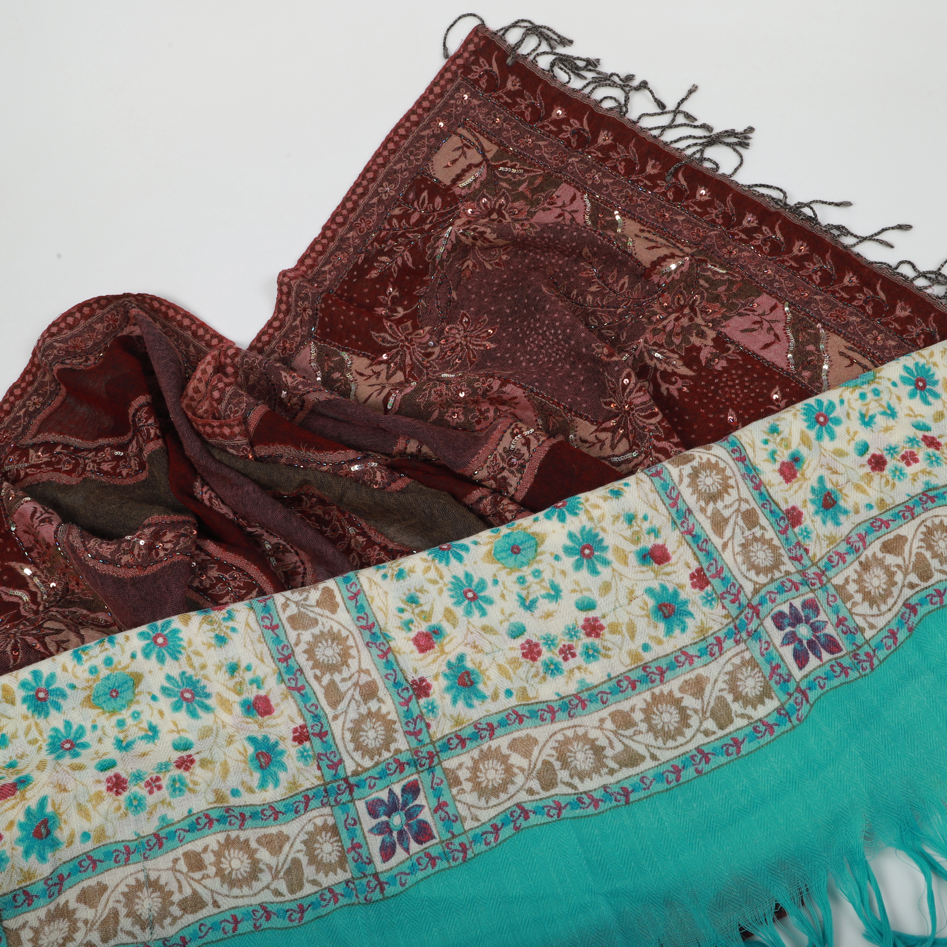 SJALAR, 2 stycken, pashmina/kashmir, 2000-tal.
