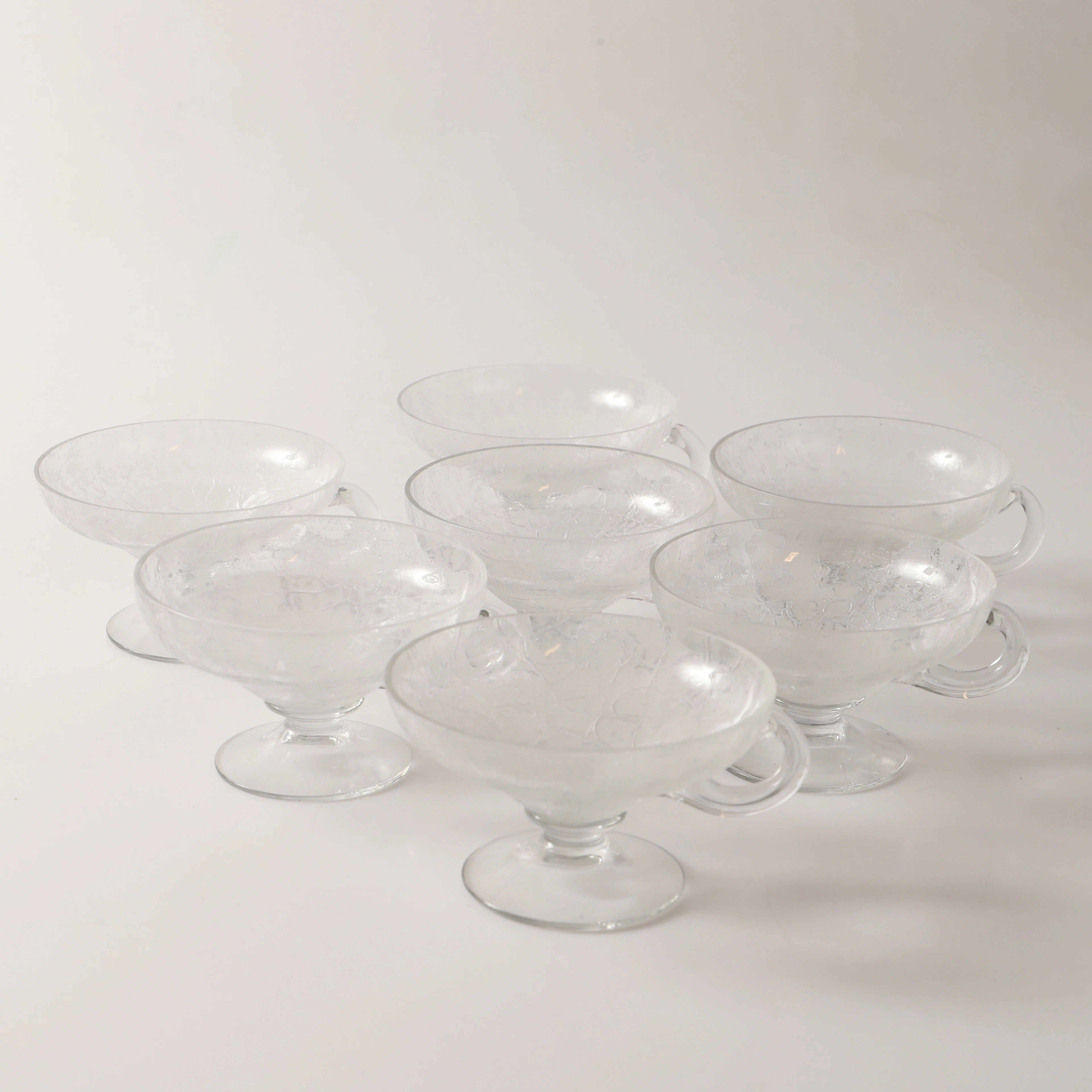 DESSERTSKÅLAR, 7 stycken, delvis frostat glas, Johansfors.