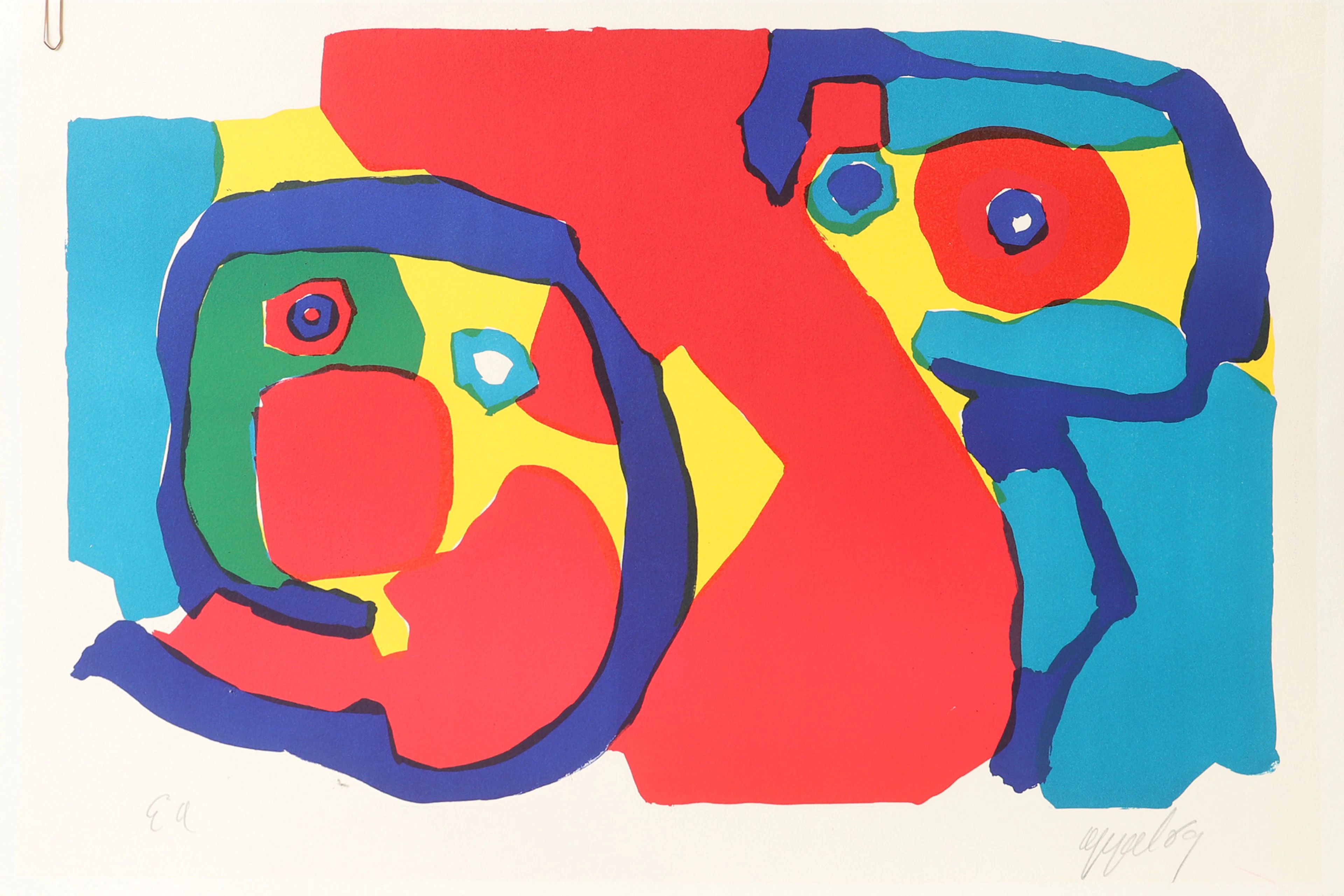 KAREL APPEL. Figurkomposition, färglitografi, signerad.
