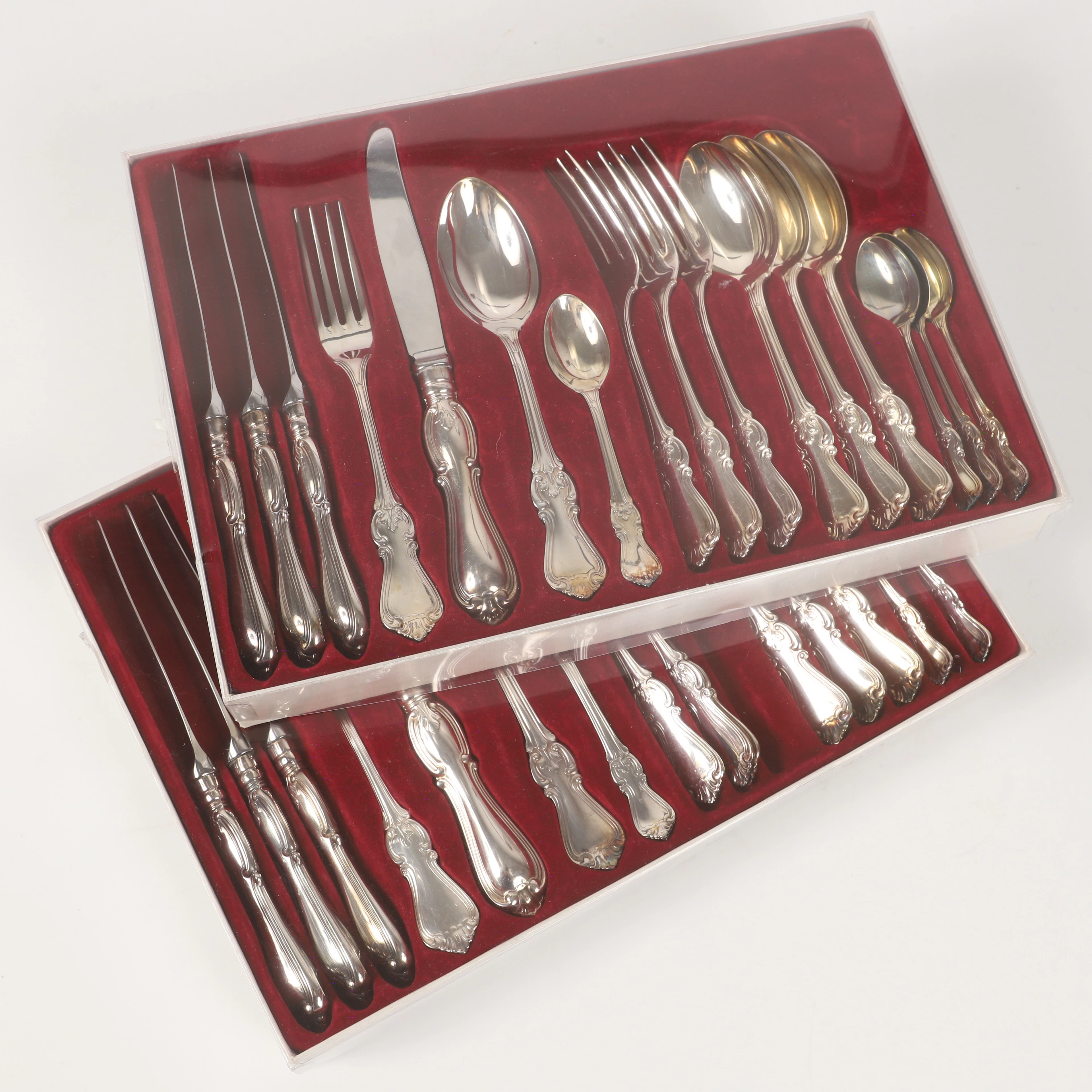 BESTICKUPPSÄTTNING, 24 delar, "Olga", nysilver, 1900-talets senare del.