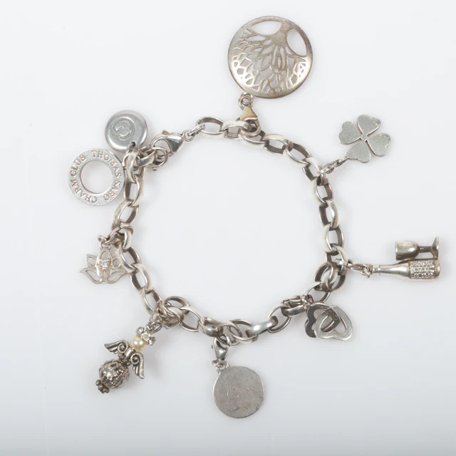 THOMAS SABO. Armband, "Charm Club", ankarkedja med berlocker, sterlingsilver.