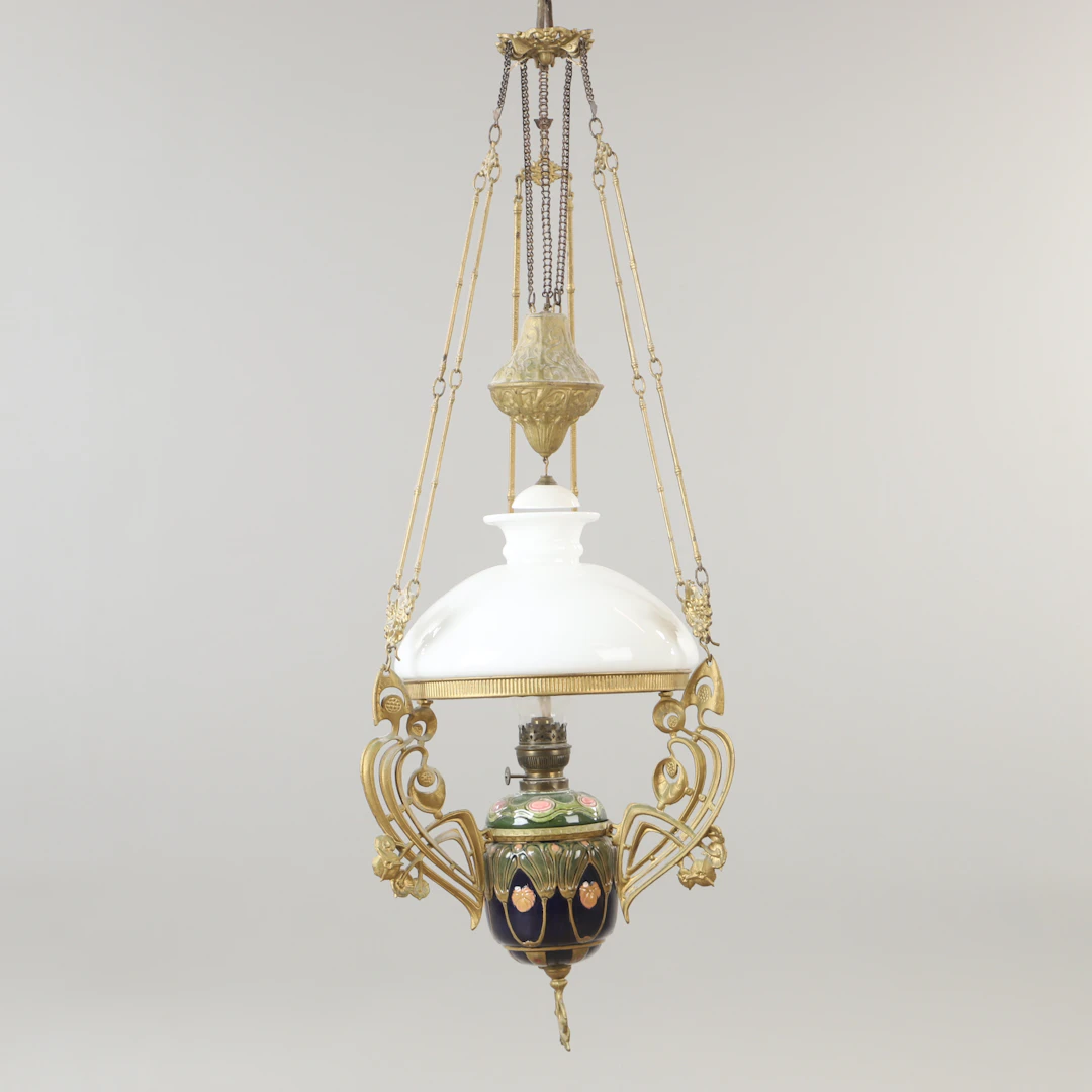 TAKFOTOGENLAMPA, majolika, jugend.