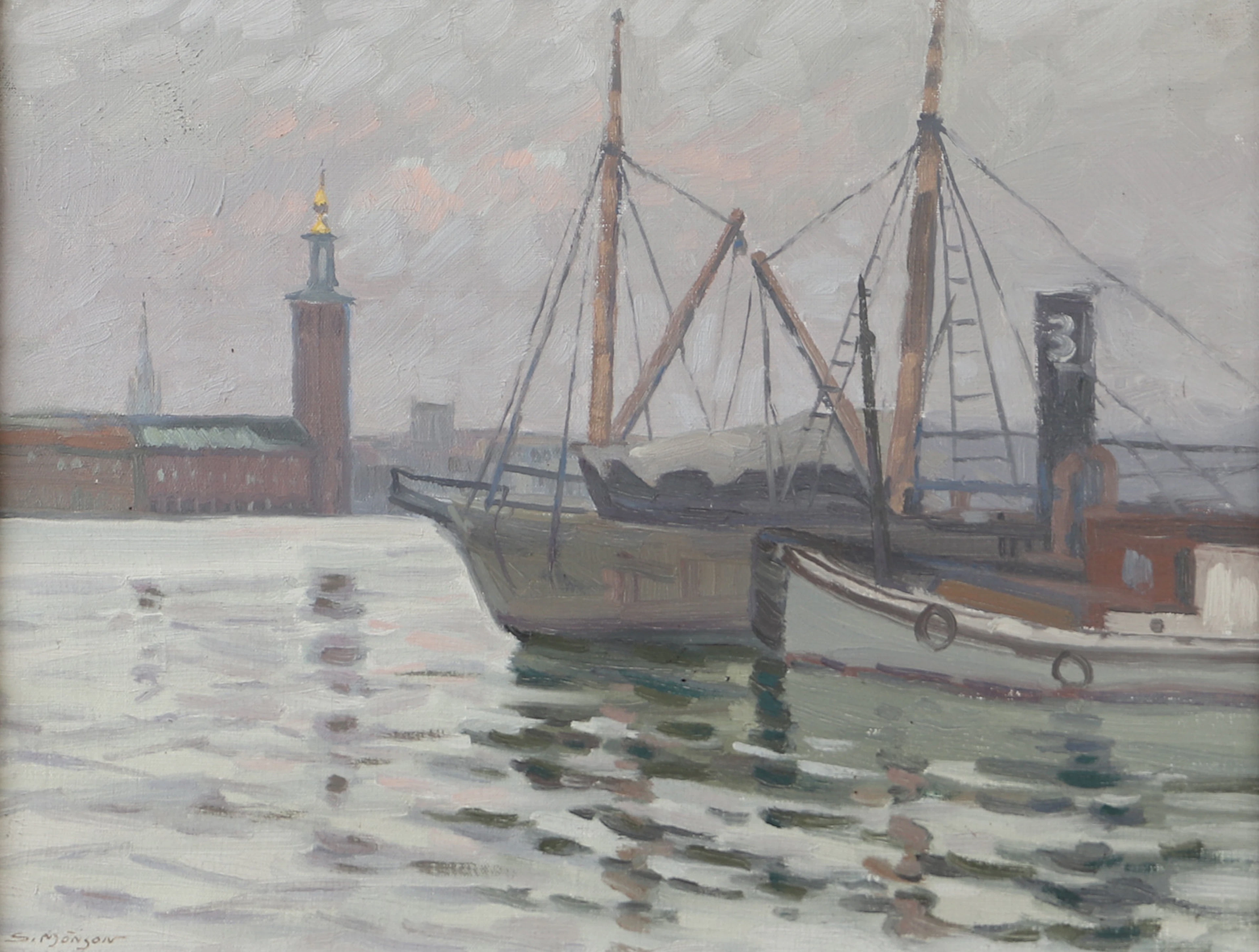 SVEN JÖNSON. Stockholmsmotiv, olja på duk, signerad S. Jönson.