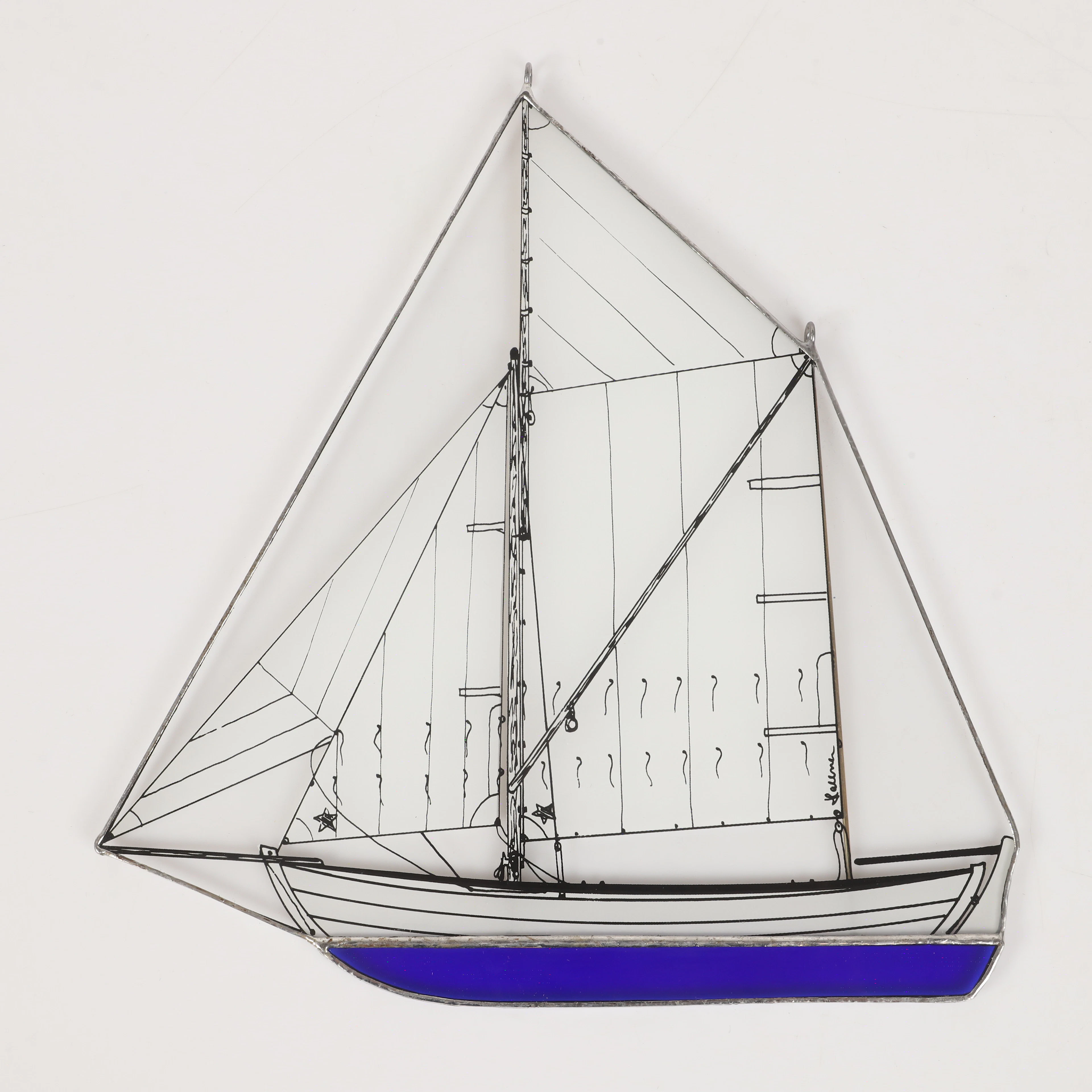 JONAS HALLNER. Fönsterhänge, blyinfattat glas, signerad.
