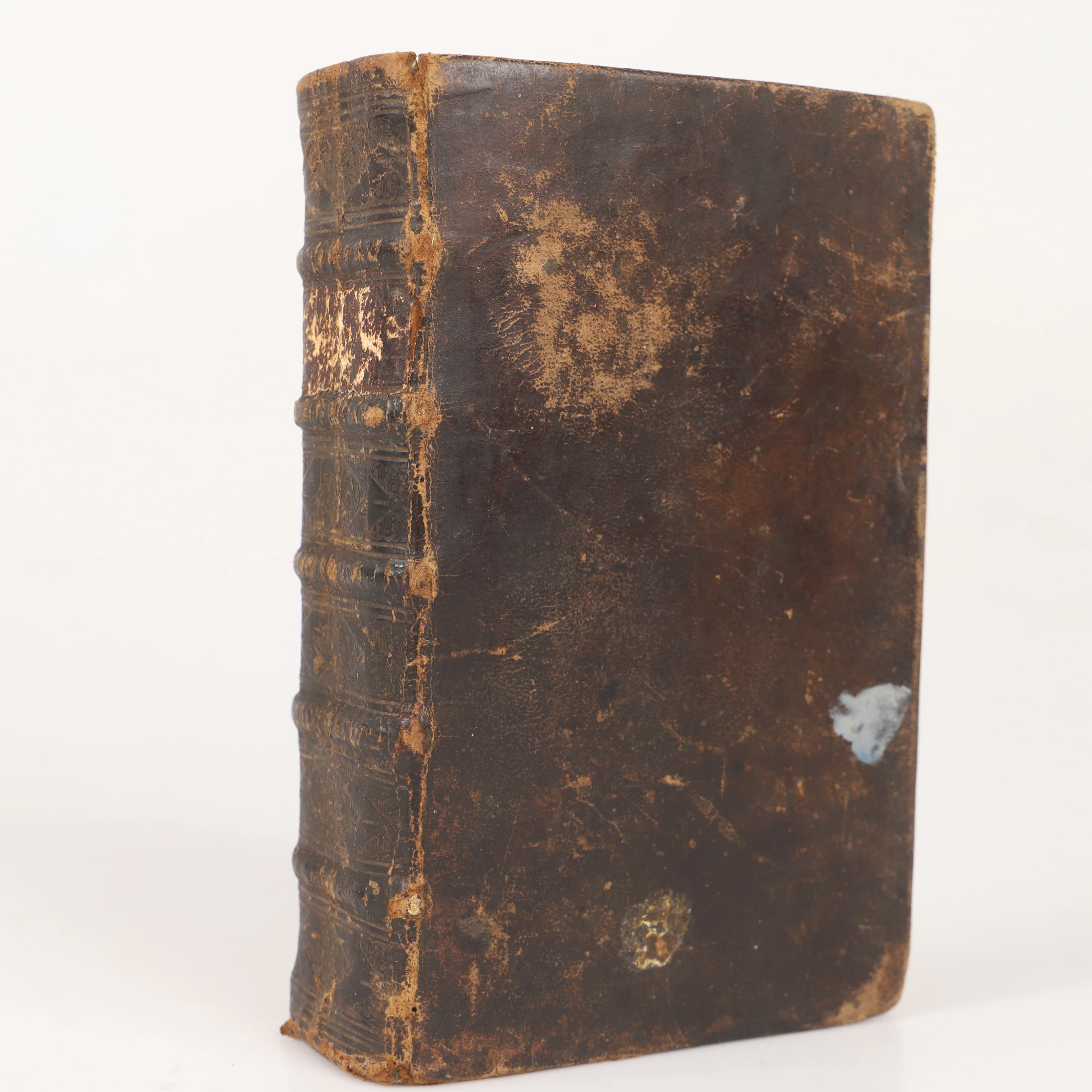 BOK, "Försmaken på Guds Godhet", skinnband, Joachim Lütkeman, 1727.