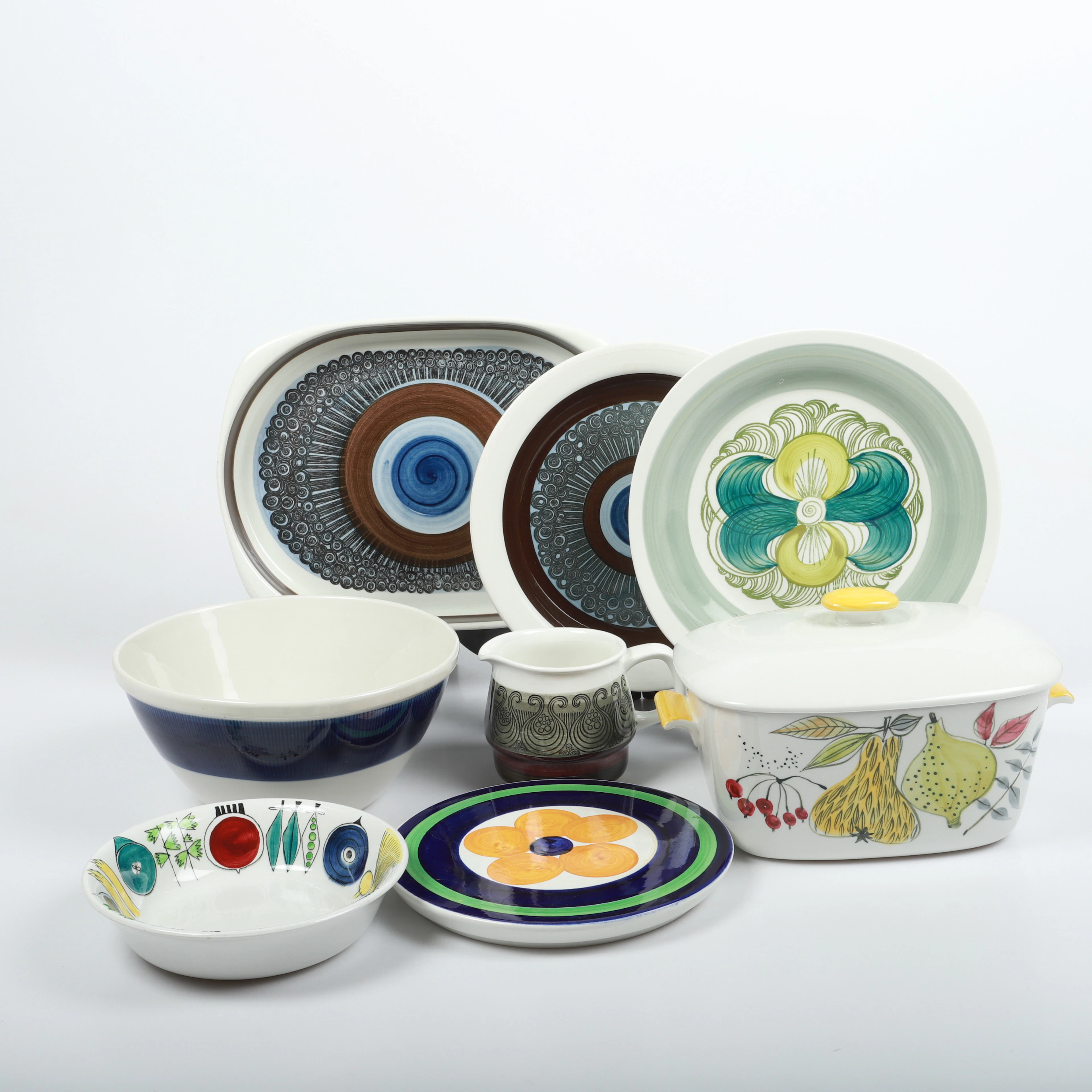 SERVISDELAR, 8 stycken, porslin, Rörstrand, 1900-talets mitt.