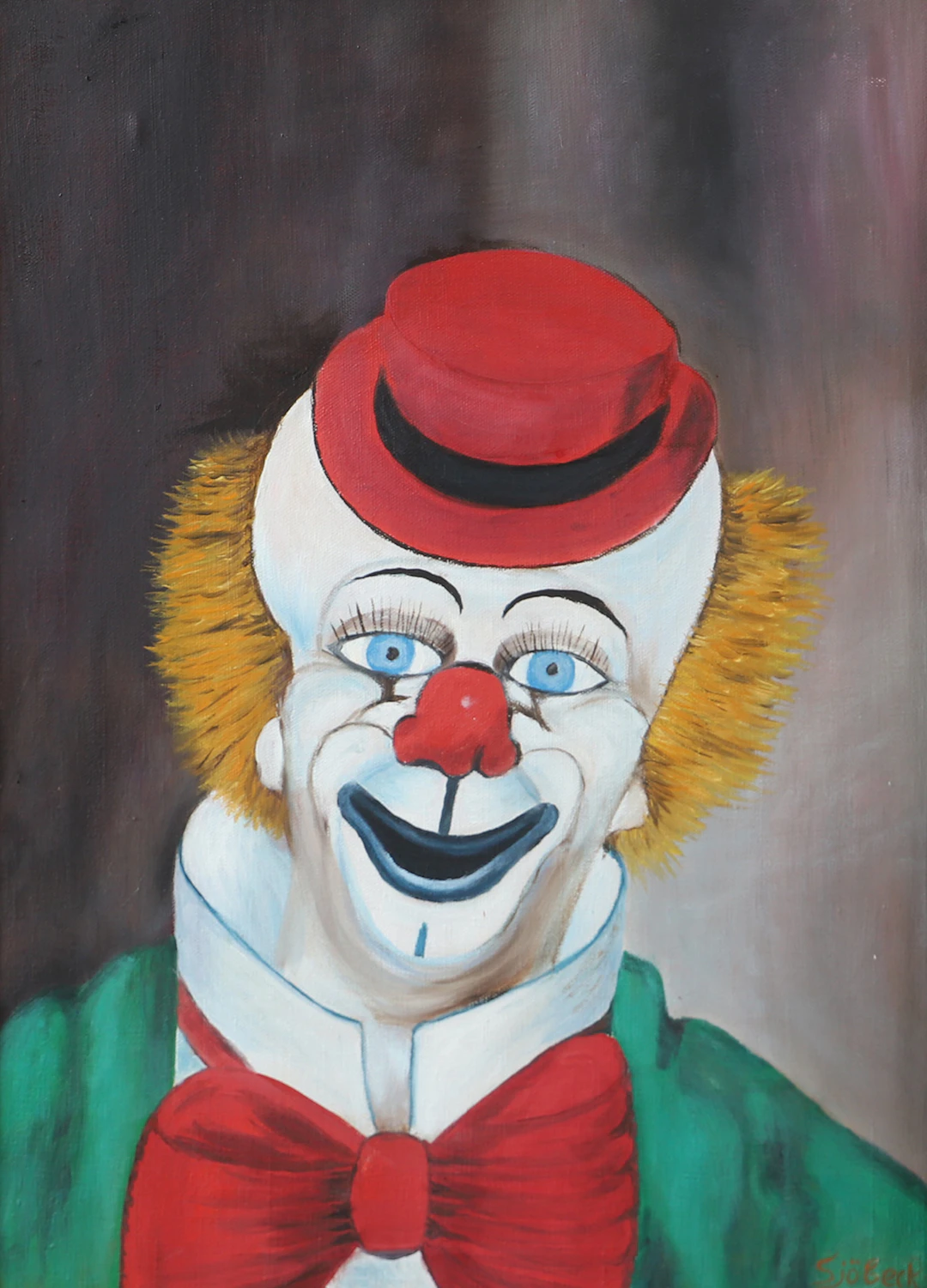 JAKOB SJÖBECK. Clown, olja på duk, signerad Sjöbeck.