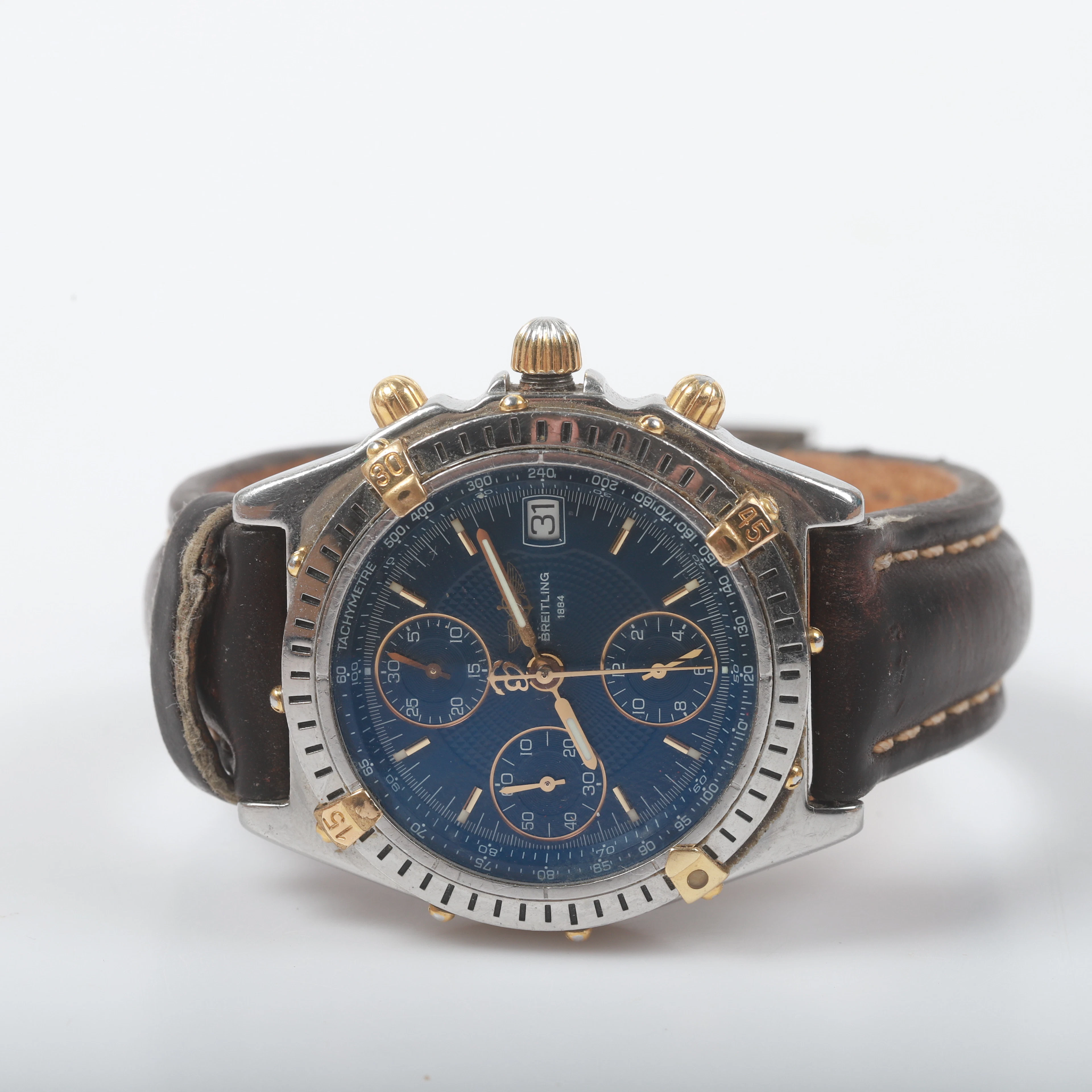 BREITLING. Armbandsur, Chronomat, Tachymetre, chronoraph, stål.