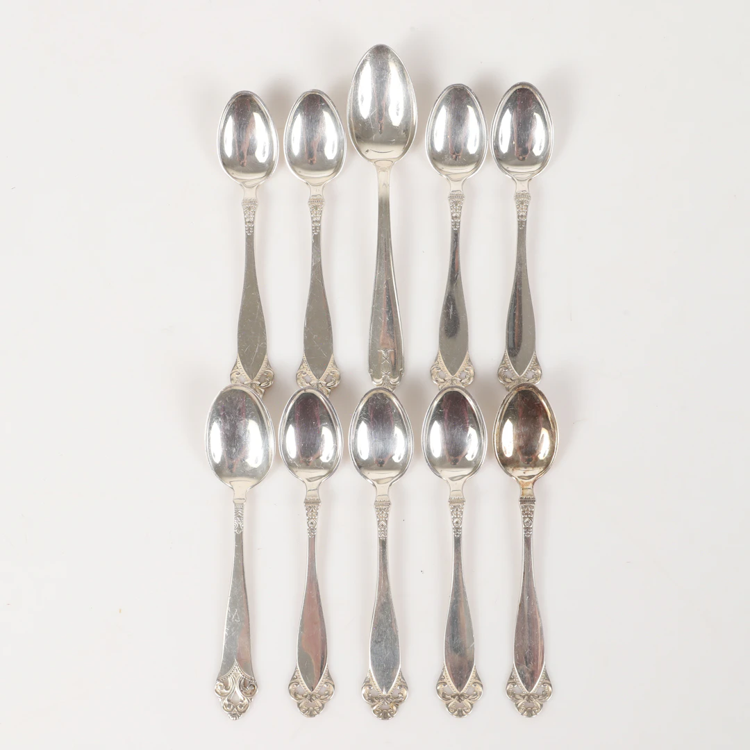 KAFFESKEDAR, 8 stycken, "Laila", silver, Brødrene Lohne, Norge.