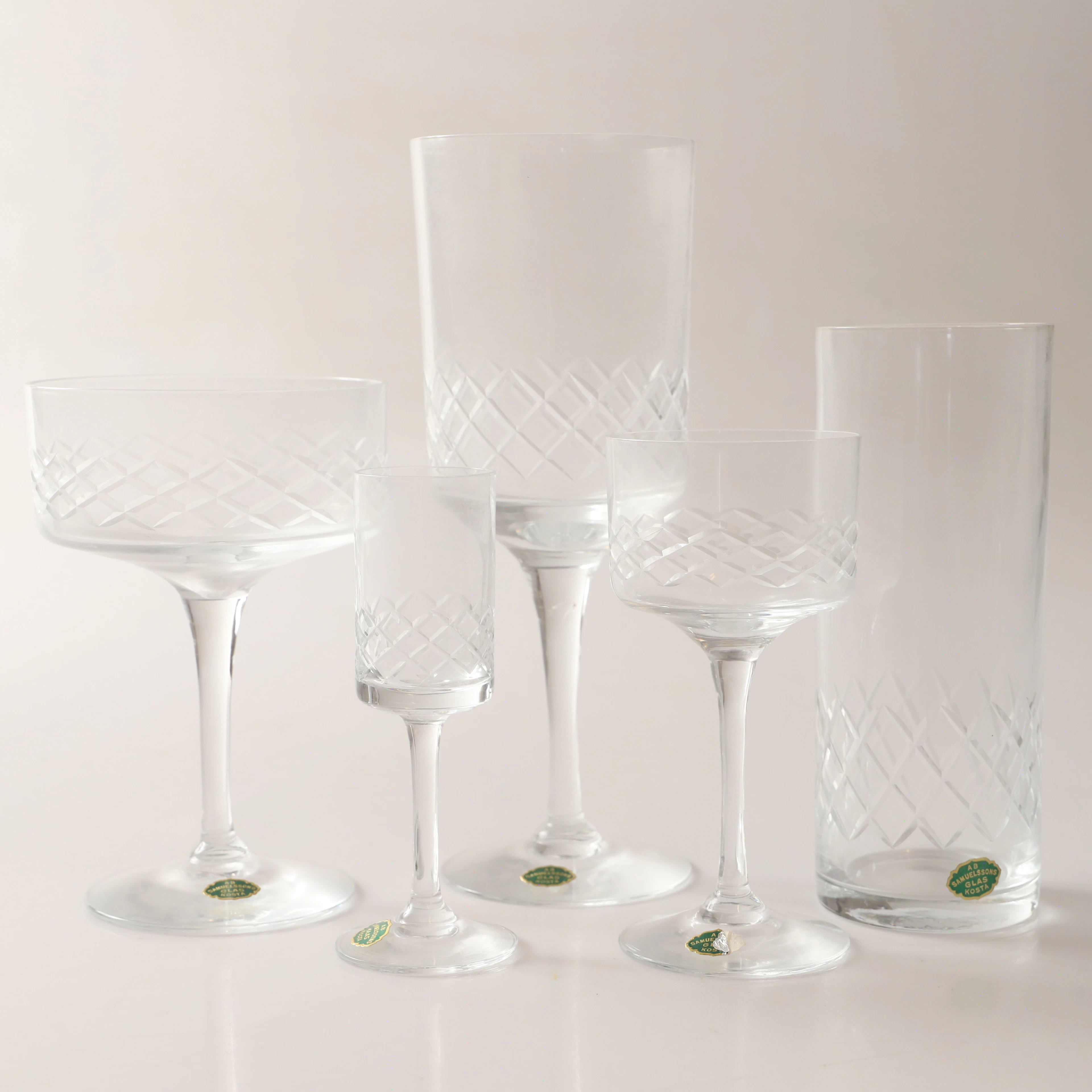 GLASSERVIS, 70 delar, AB Samuelssons Glas, Kosta.