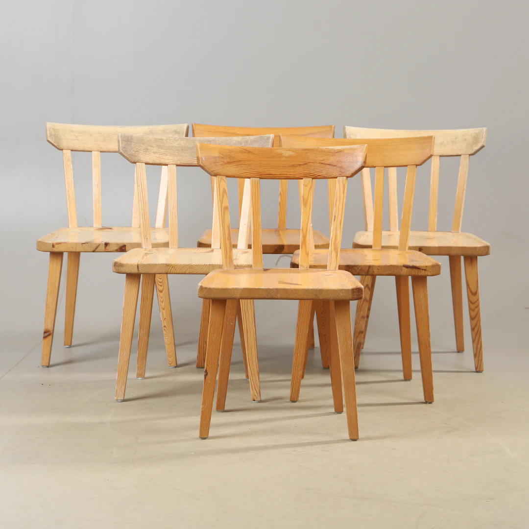 GÖRAN MALMVALL, Stolar, 6 stycken, "model 528", furu. Karl Andersson & Söner.
