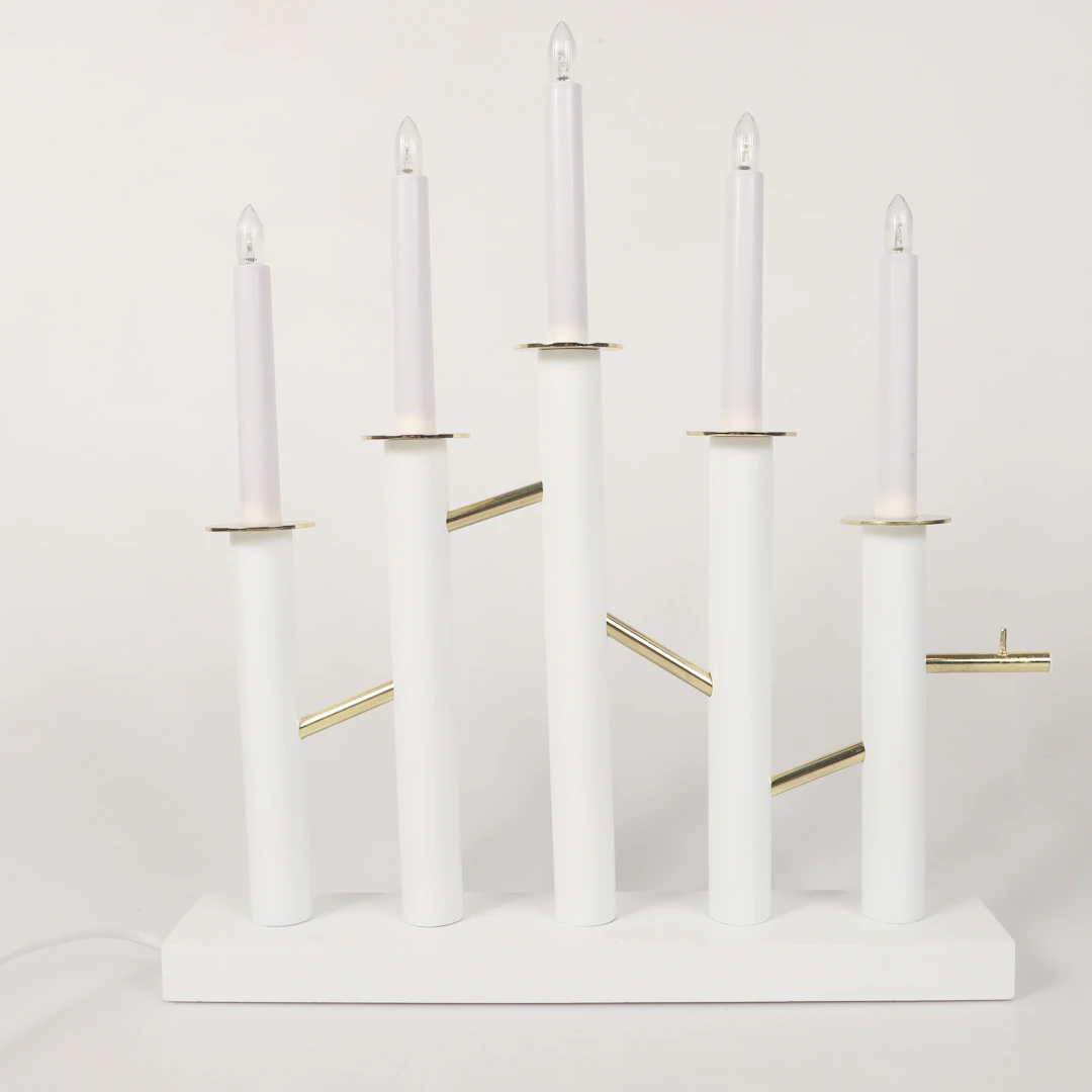 CHARLOTTE FALCK. Adventsljusstakar, 3 stycken, "Birdy", trä med mässingsdetaljer