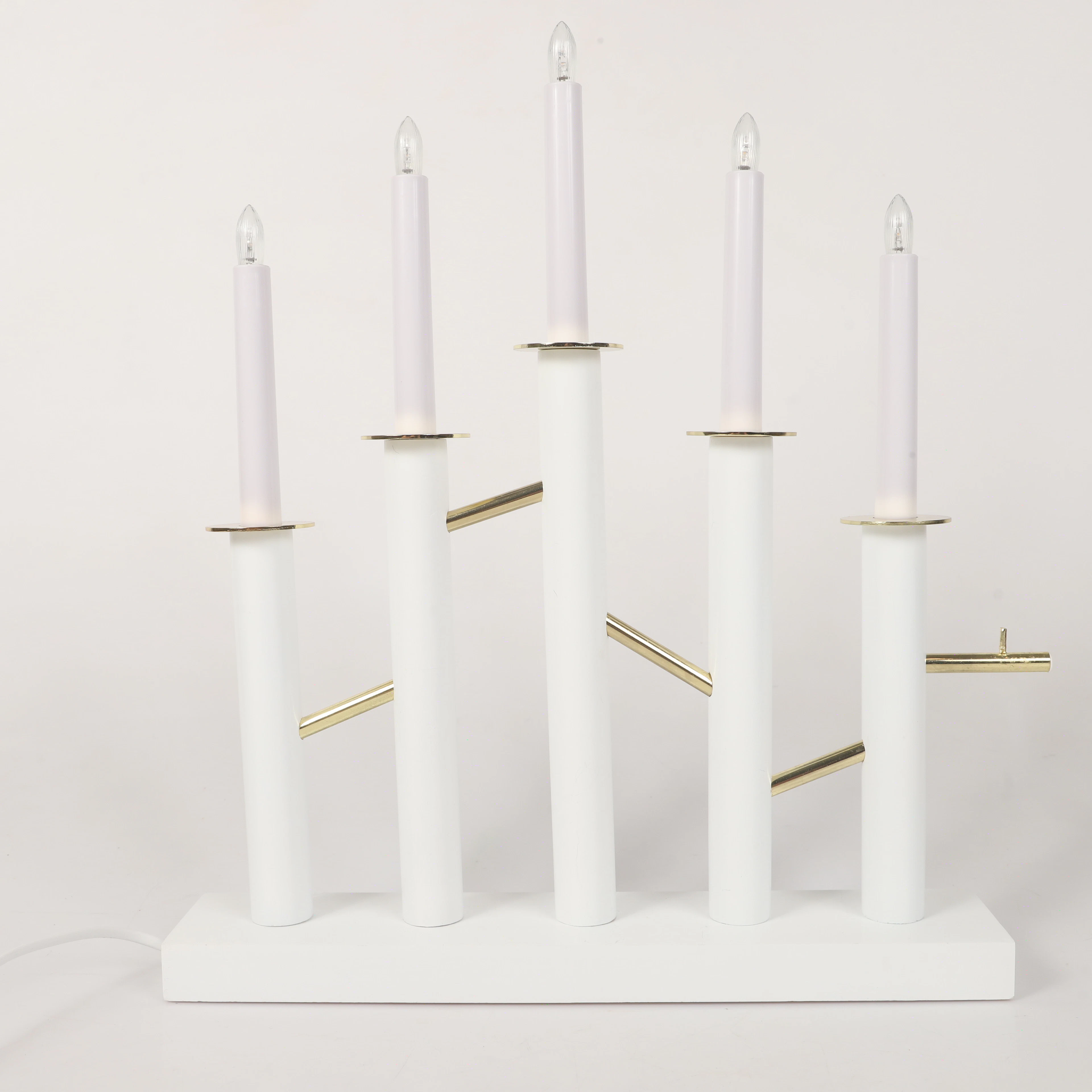 CHARLOTTE FALCK. Adventsljusstakar, 3 stycken, "Birdy", trä med mässingsdetaljer