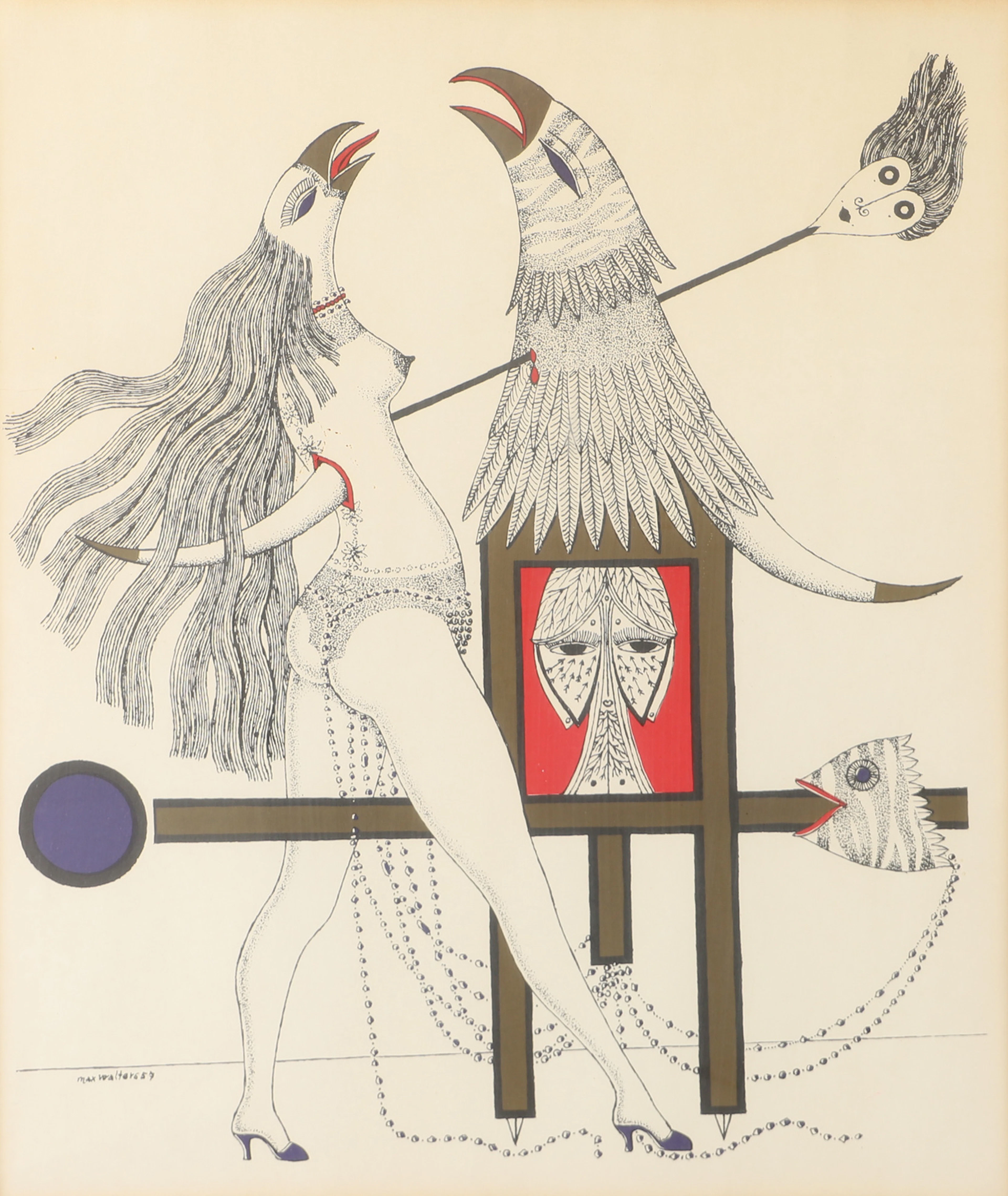 MAX WALTER SVANBERG. EFTER. Figurkomposition, tryck, signerad i trycket.