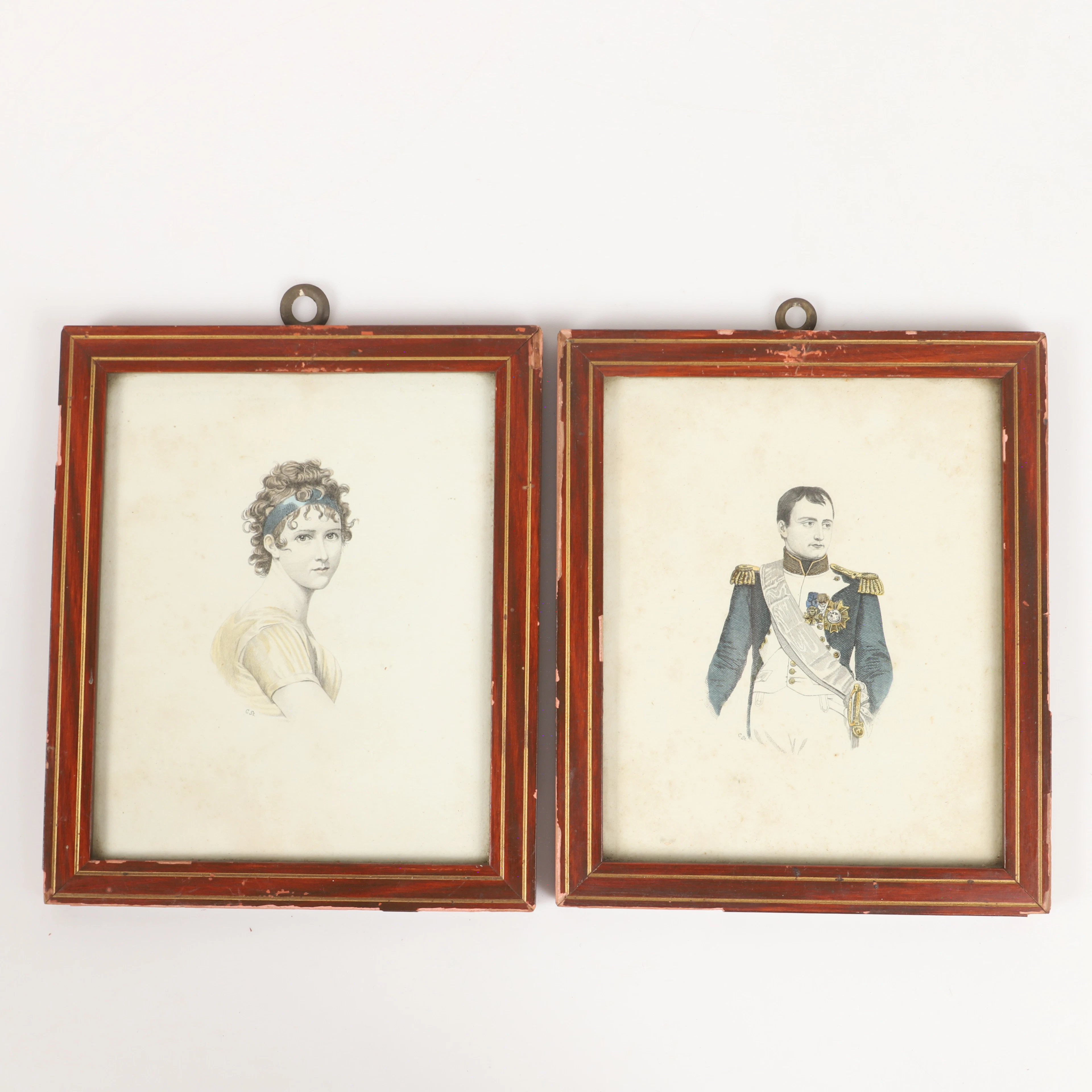 TAVLOR, 2 stycken, handkolorerade tryck, bl. a Napoleon Bonaparte
