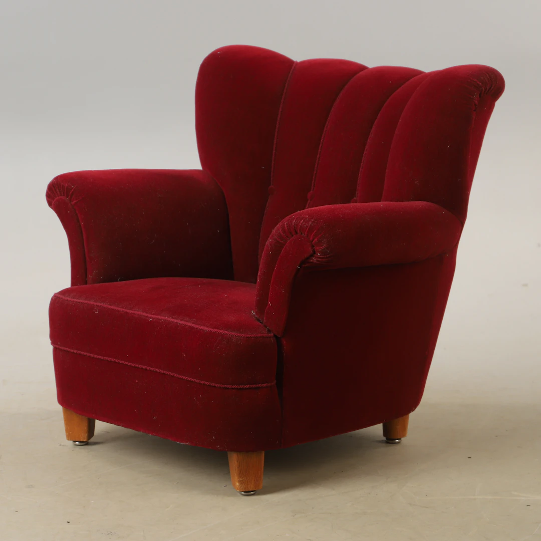 FÅTÖLJ, plysch, Swedish modern, 1940-tal.