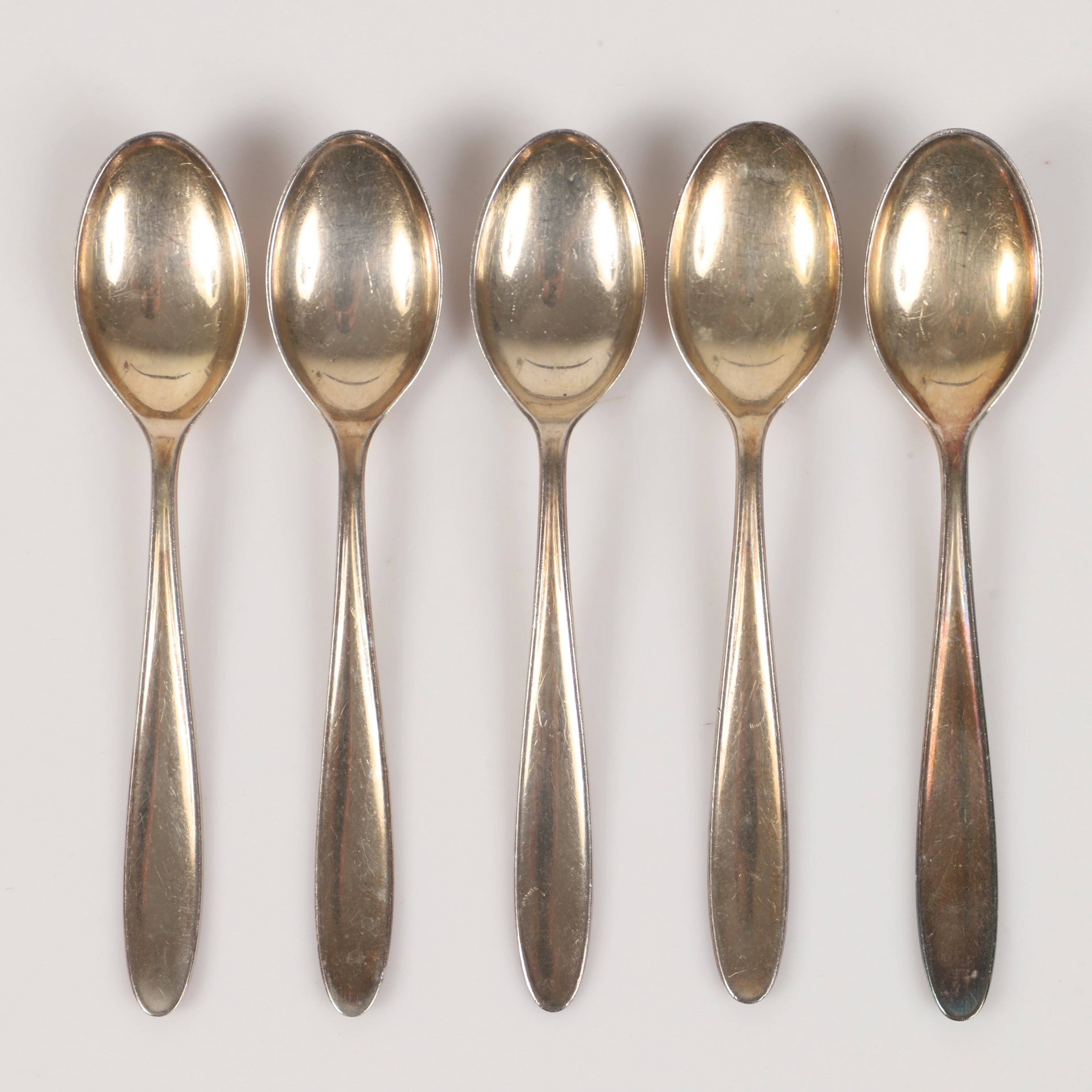 KAFFEKEDAR, 5 stycken, "Taffel", silver, Thorvald Martinsen, Norge.