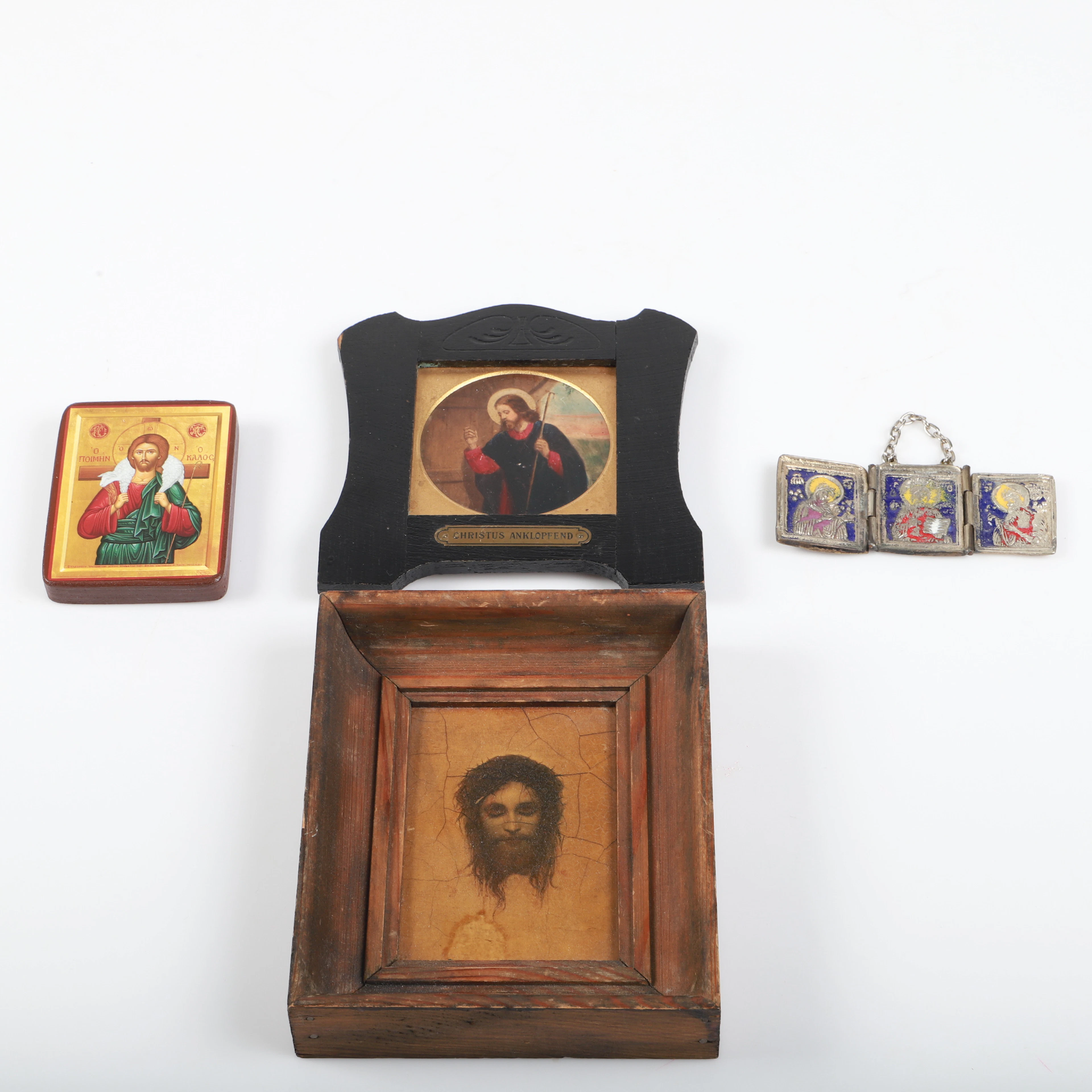 TAVLOR SAMT IKON, 4 delar, religiösa motiv, 1900-tal.