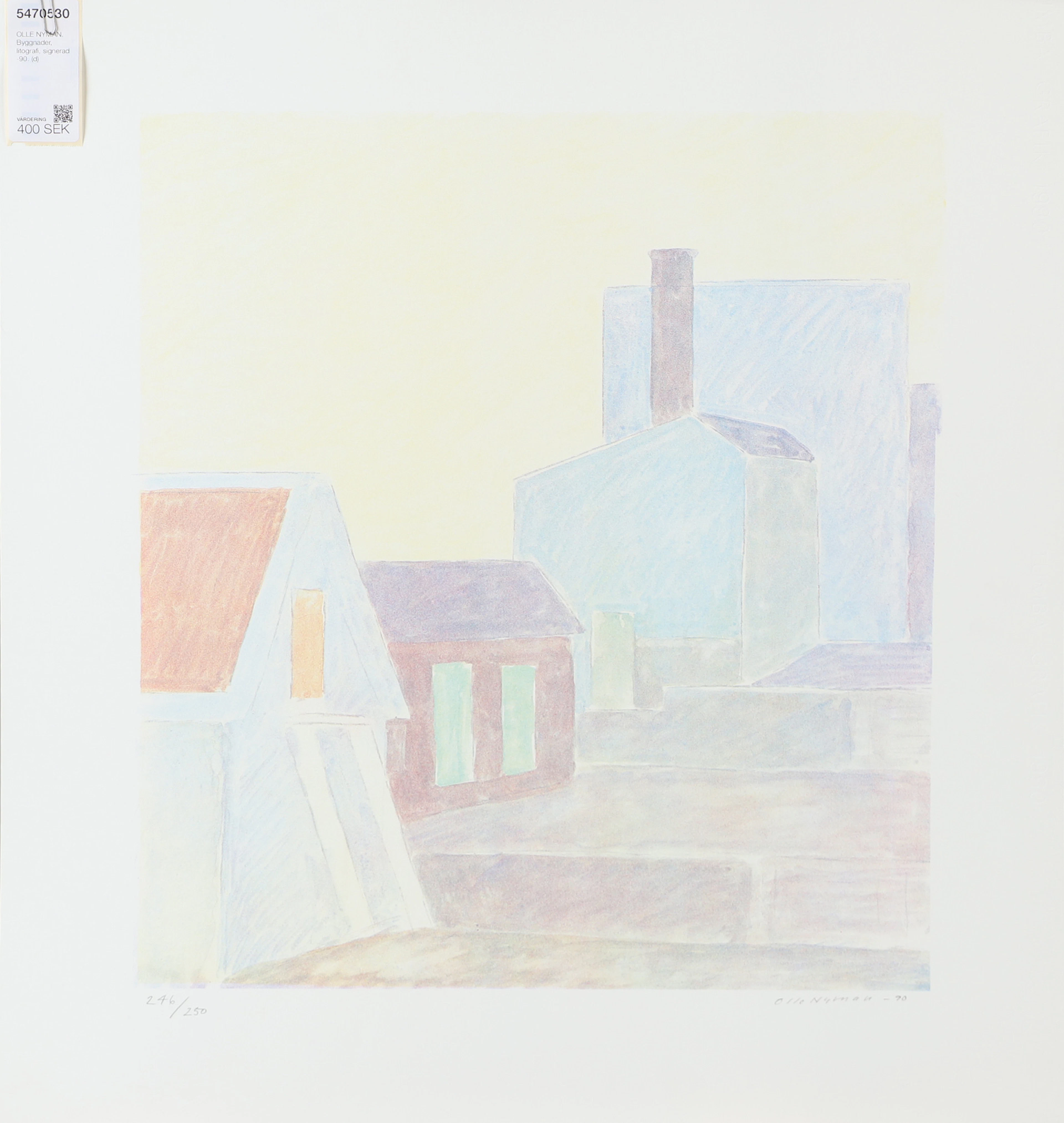 OLLE NYMAN. Byggnader, litografi, signerad -90.