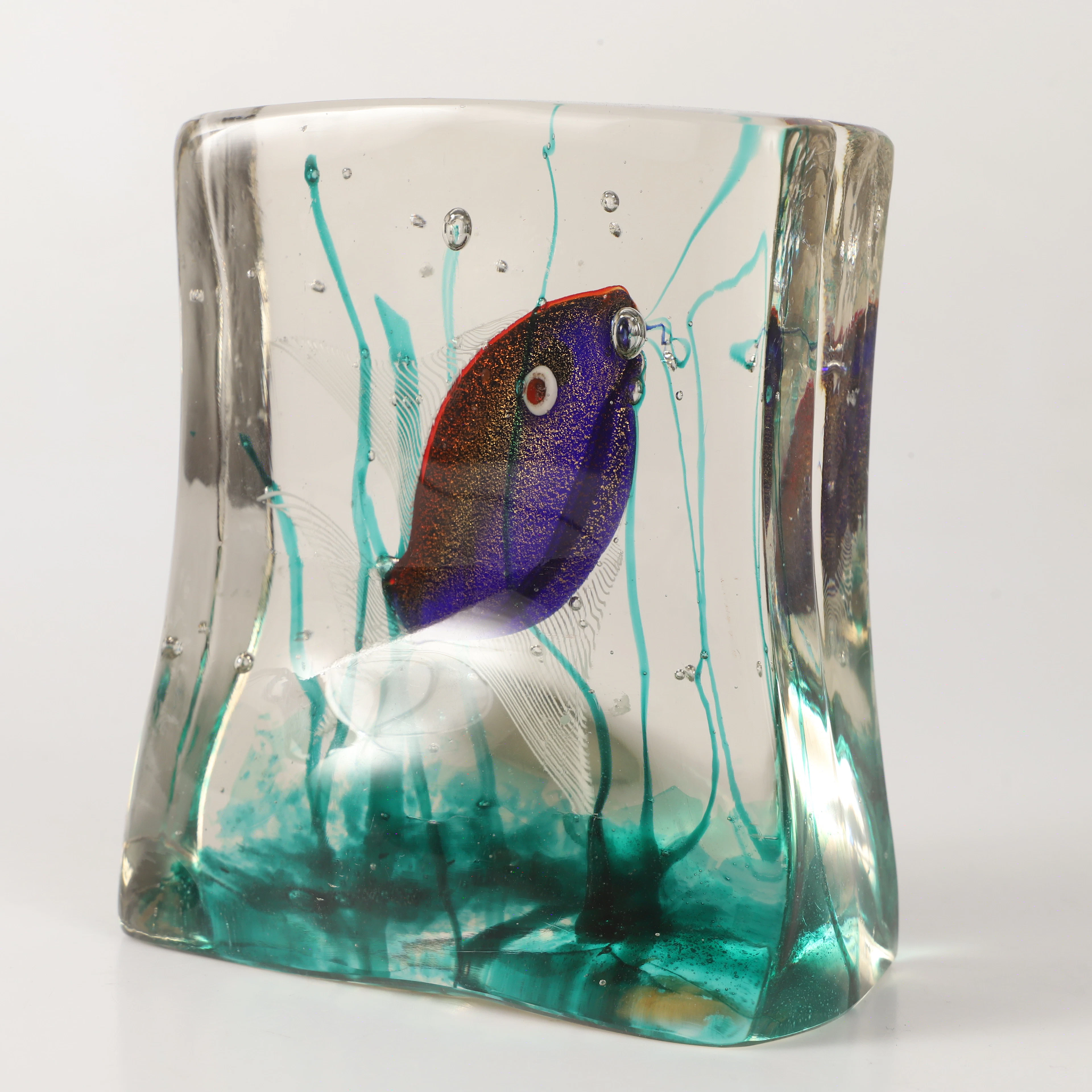 SKULPTUR, glasblock, Murano, Italien, etikettmärkt.