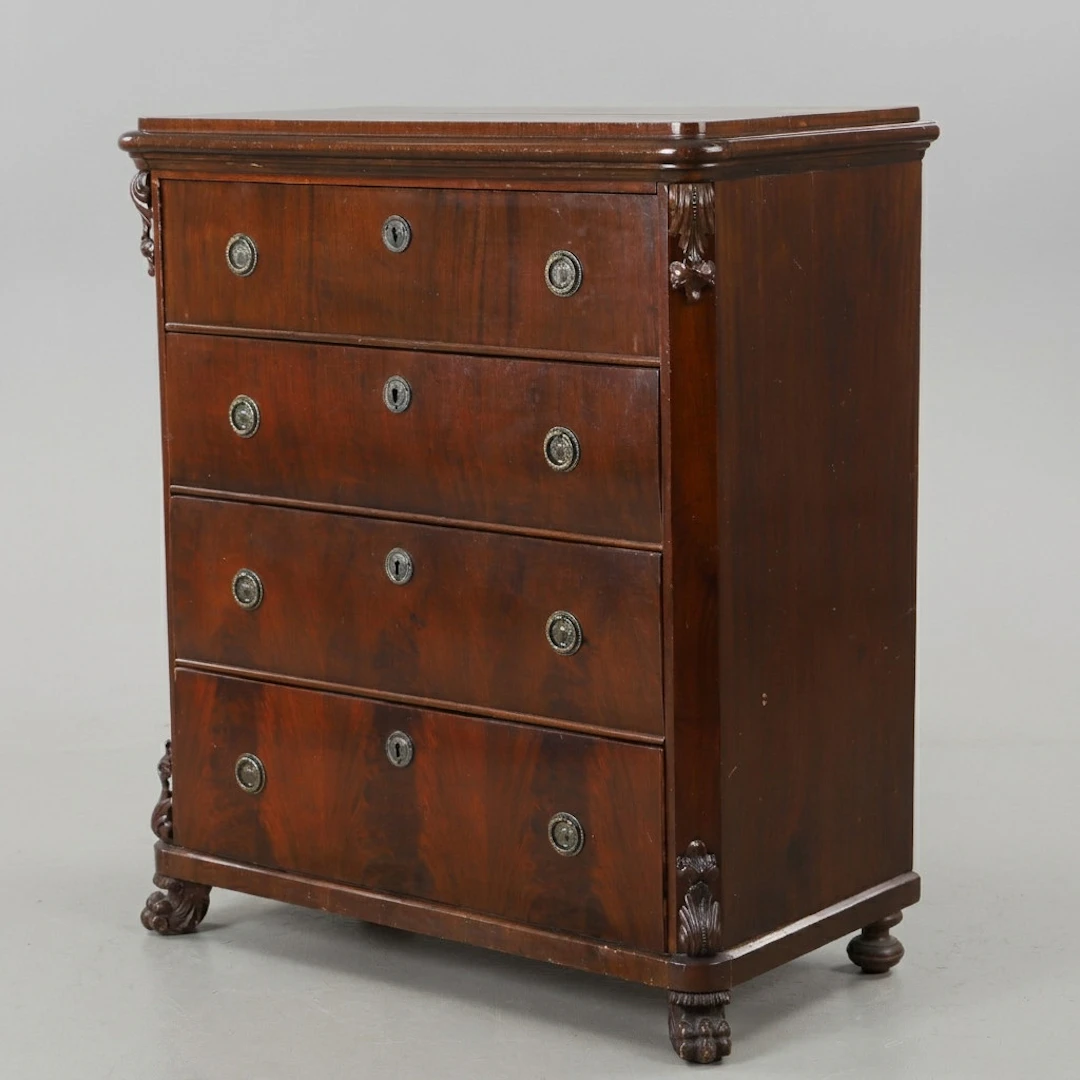 BYRÅ, 4-lådig, mahogny, 1800/1900-tal.
