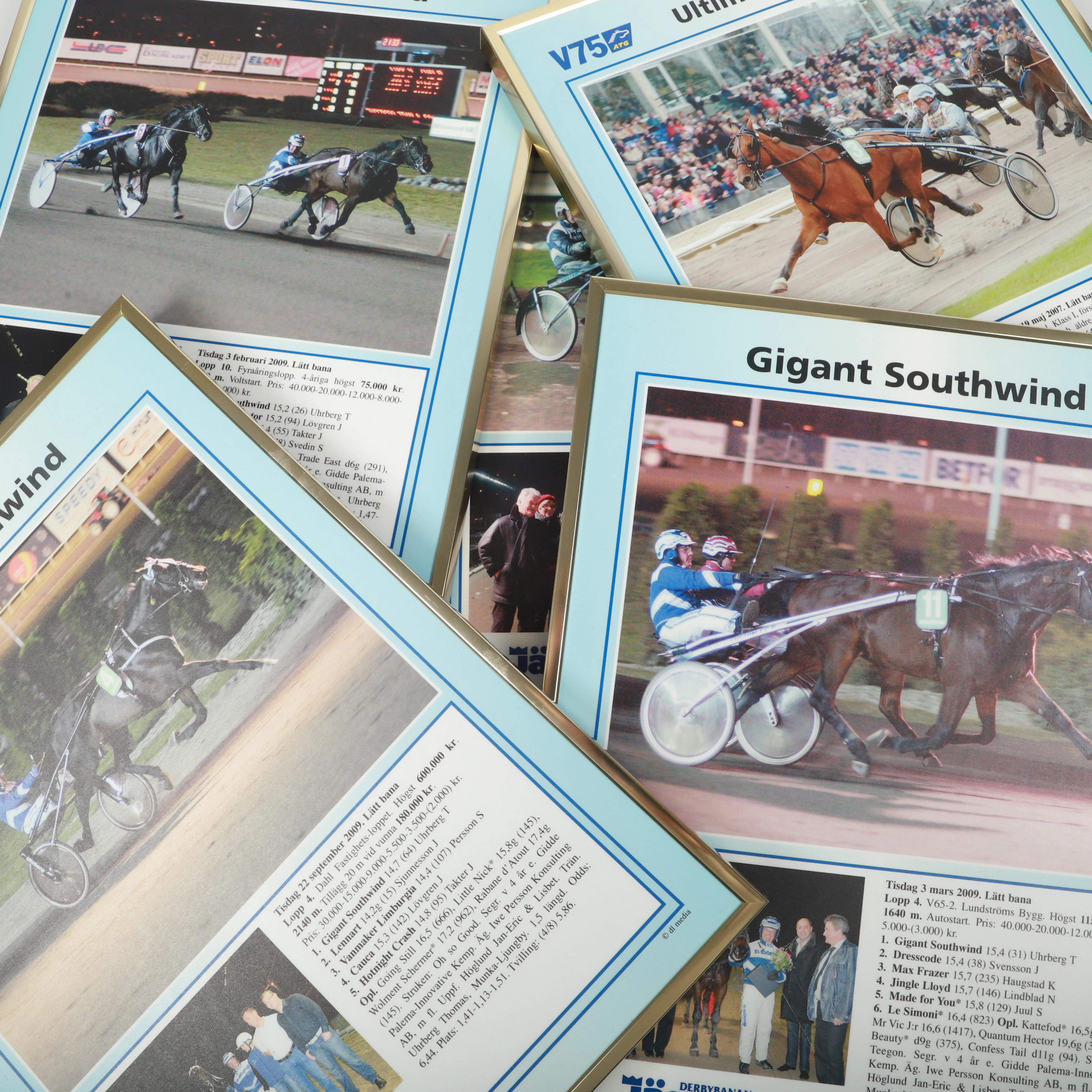 TAVLOR, 5 stycken, travvinnare, Jägersro, 2007-09.