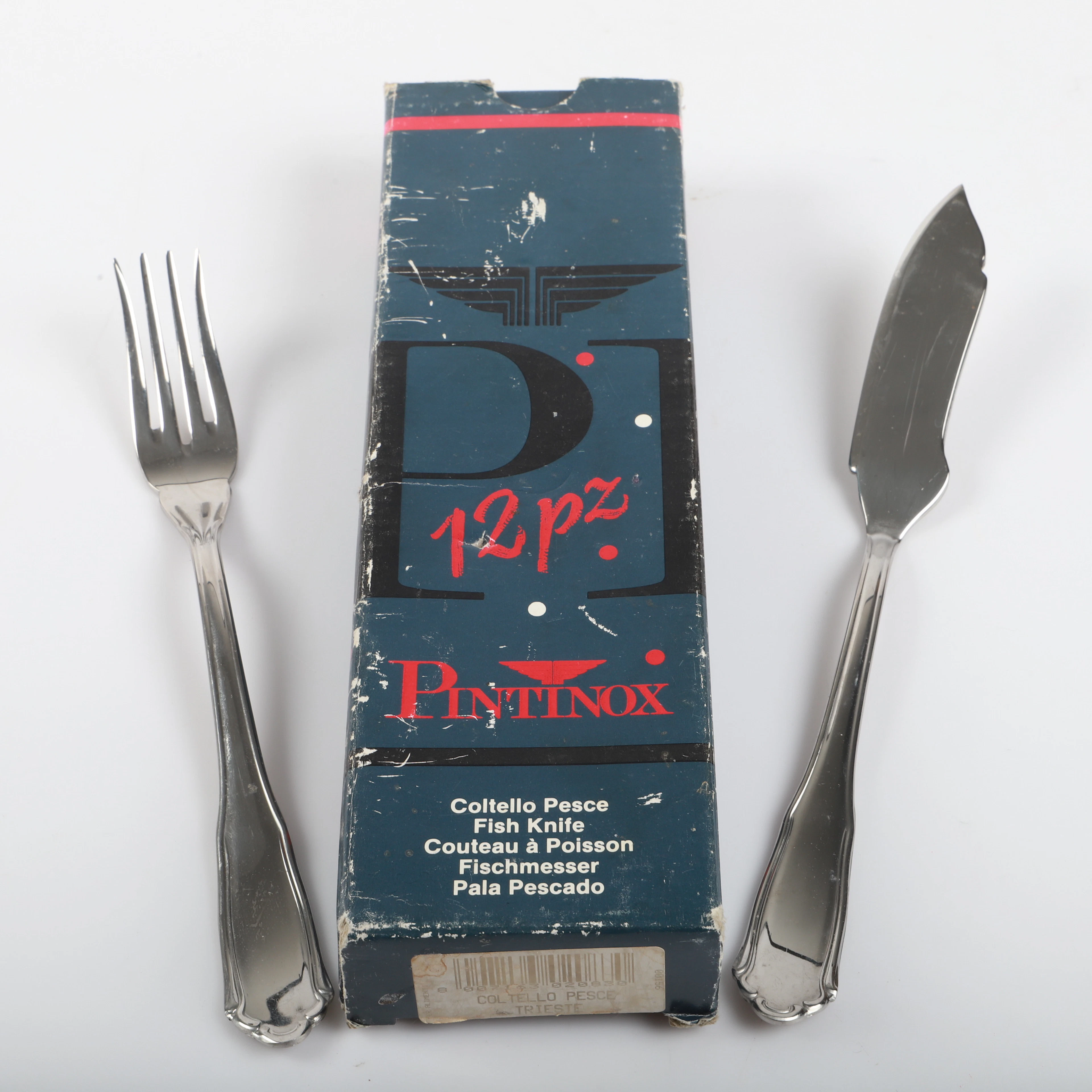 FISKBESTICK, 12 stycken, rostfritt stål, Pintinox, Italien.