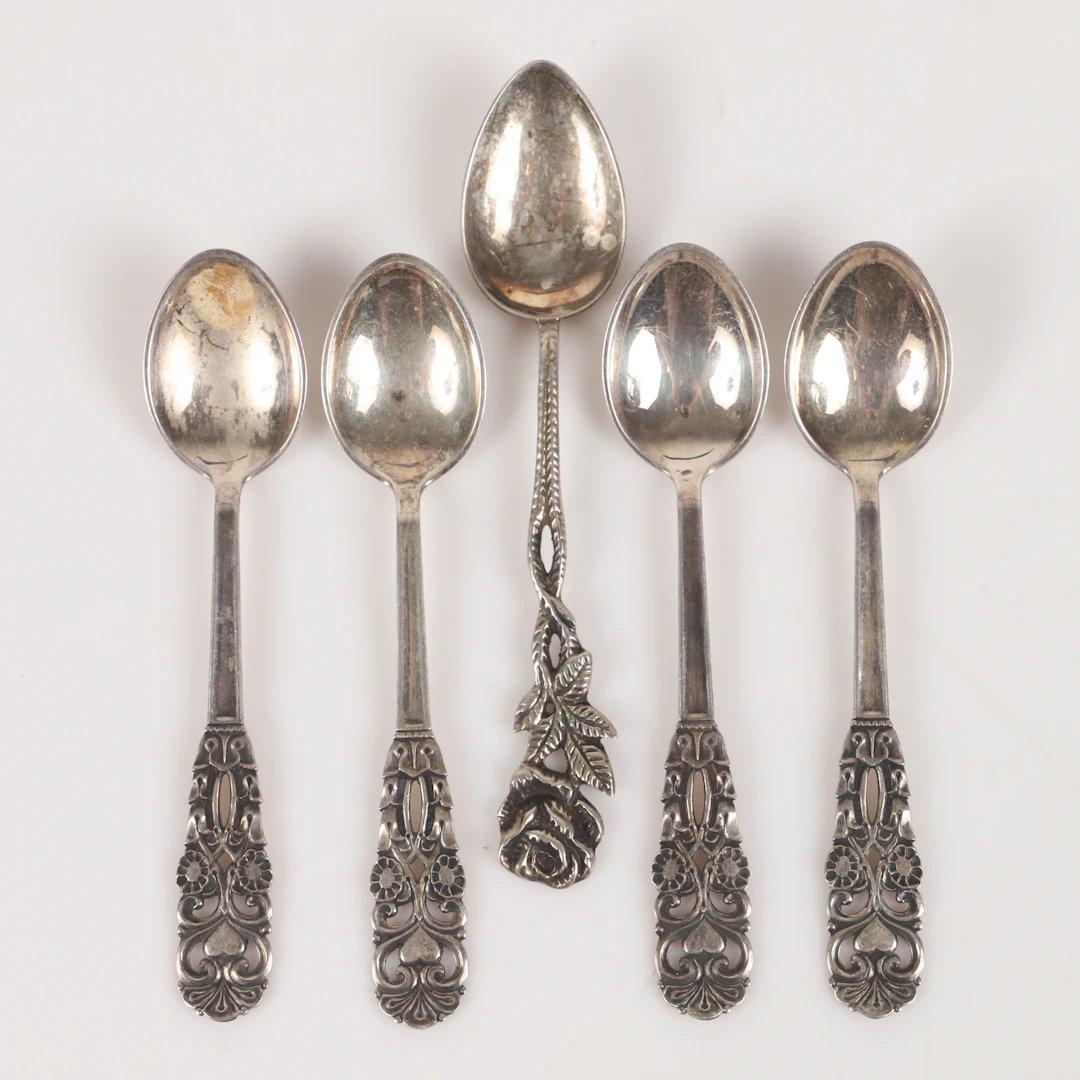 KAFFESKEDAR, 5 stycken, silver.