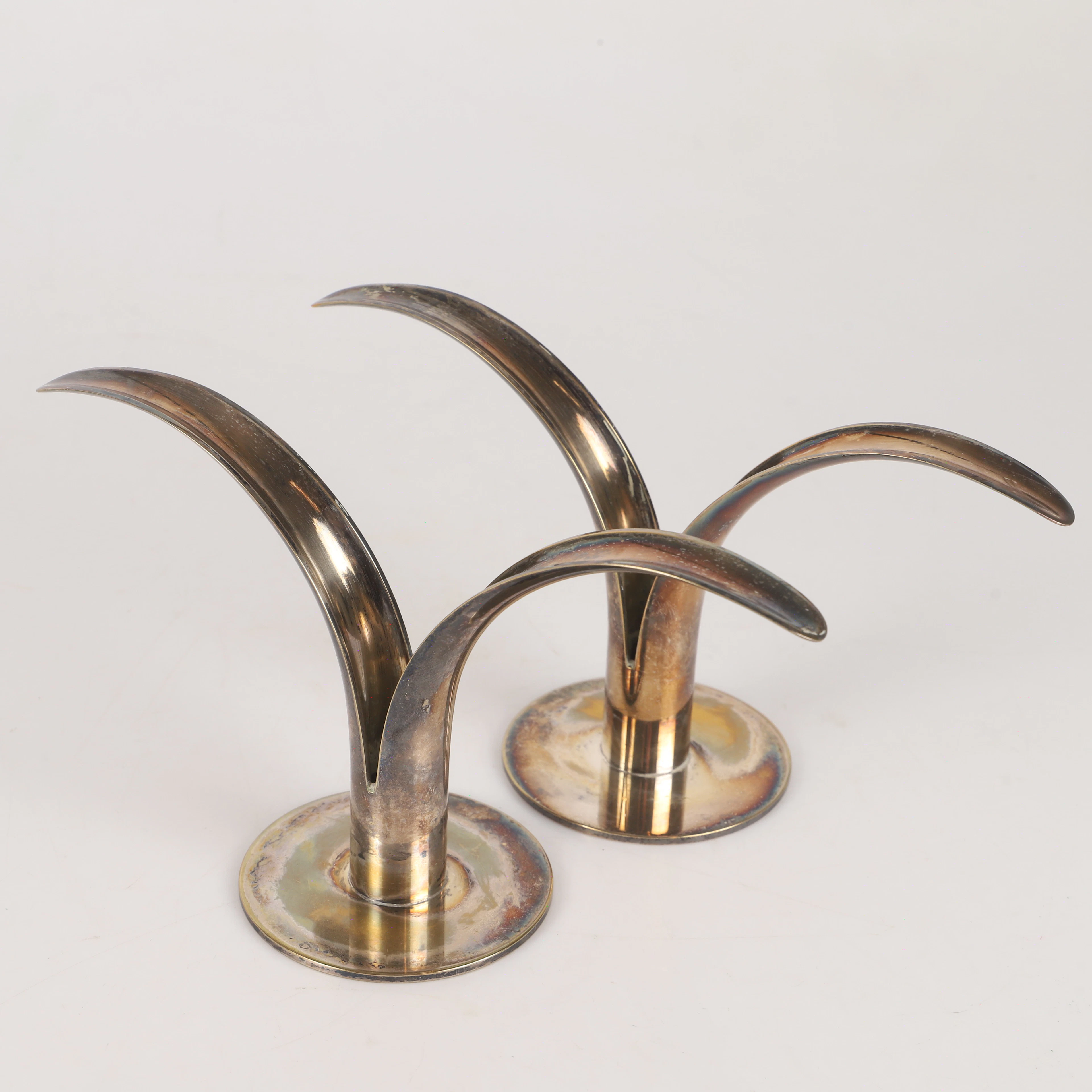 IVAR ÅLENIUS-BJÖRK. Ljusstakar, 1 par, ''Liljan'', nysilver, Ystad metall.