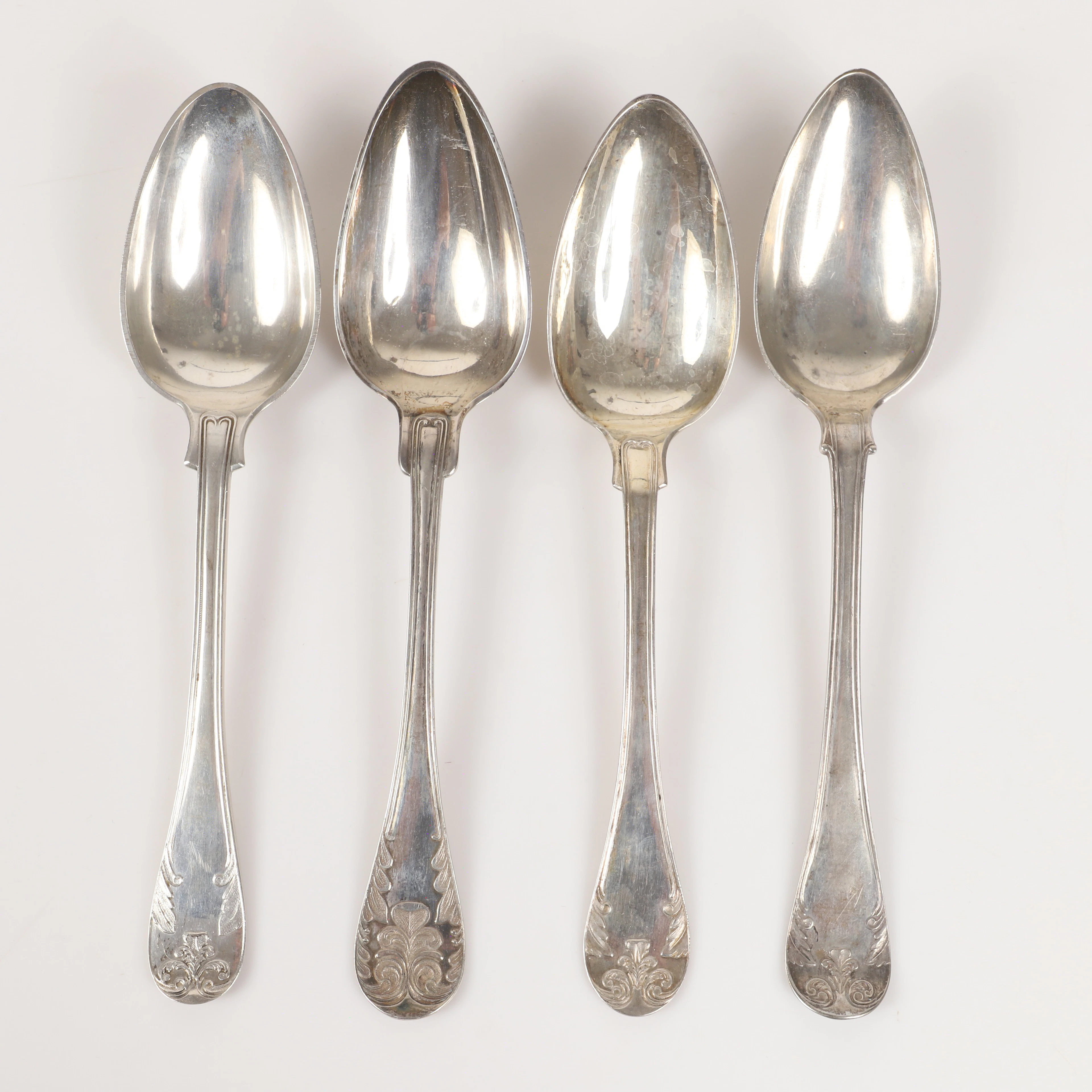 SKEDAR, 4 stycken, "Gammal Fransk", silver, 1800-tal.