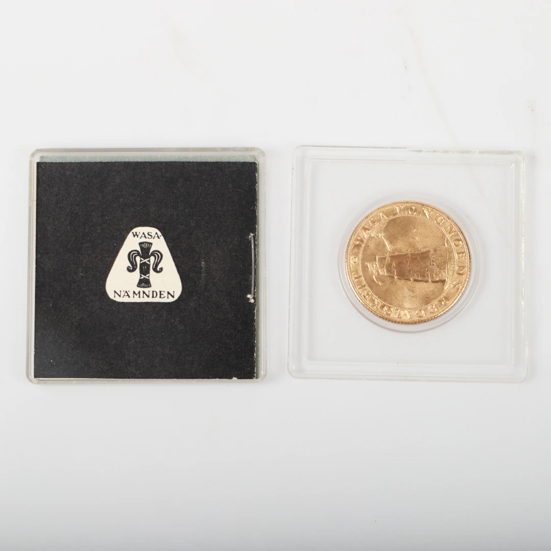 MINNESMYNT, Regalskeppet Wasa, förgyllt silver, 1960.